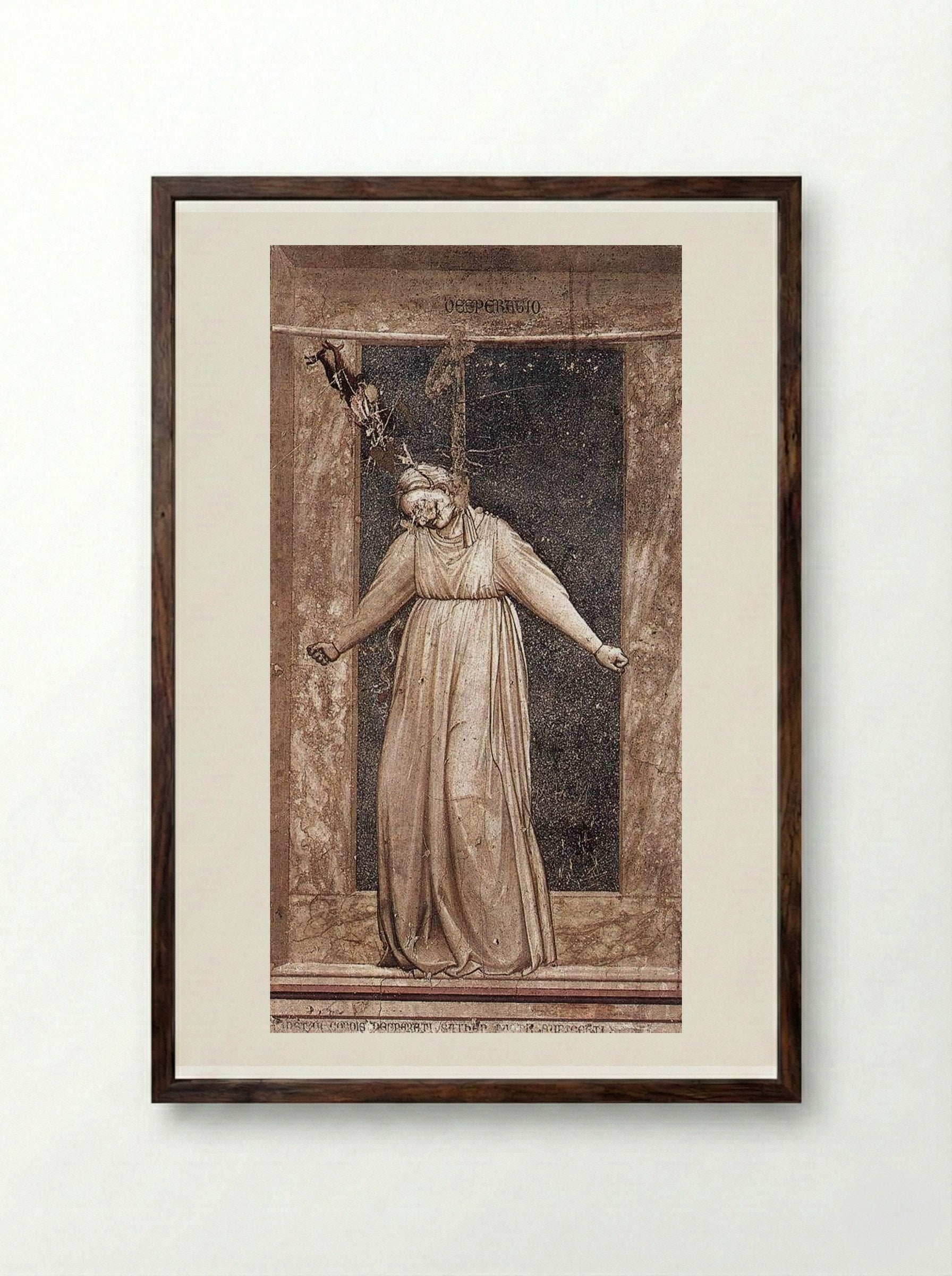 Desperatio (Allegory of Despair) - Giotto di Bondone - Framed Print Dark Wood