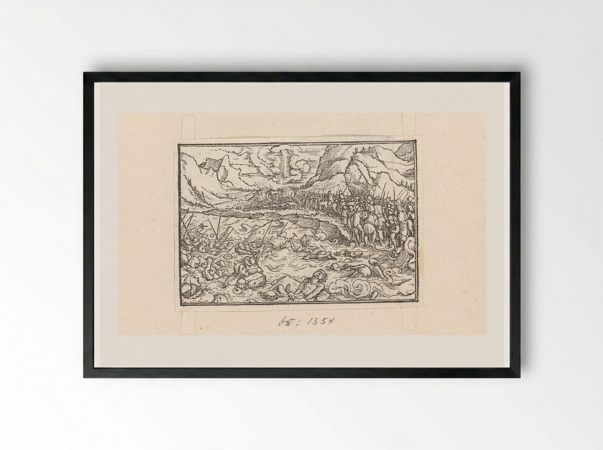 Destruction of Pharaoh's Army in the Red Sea - Veit Rudolf Specklin - Framed Print Black