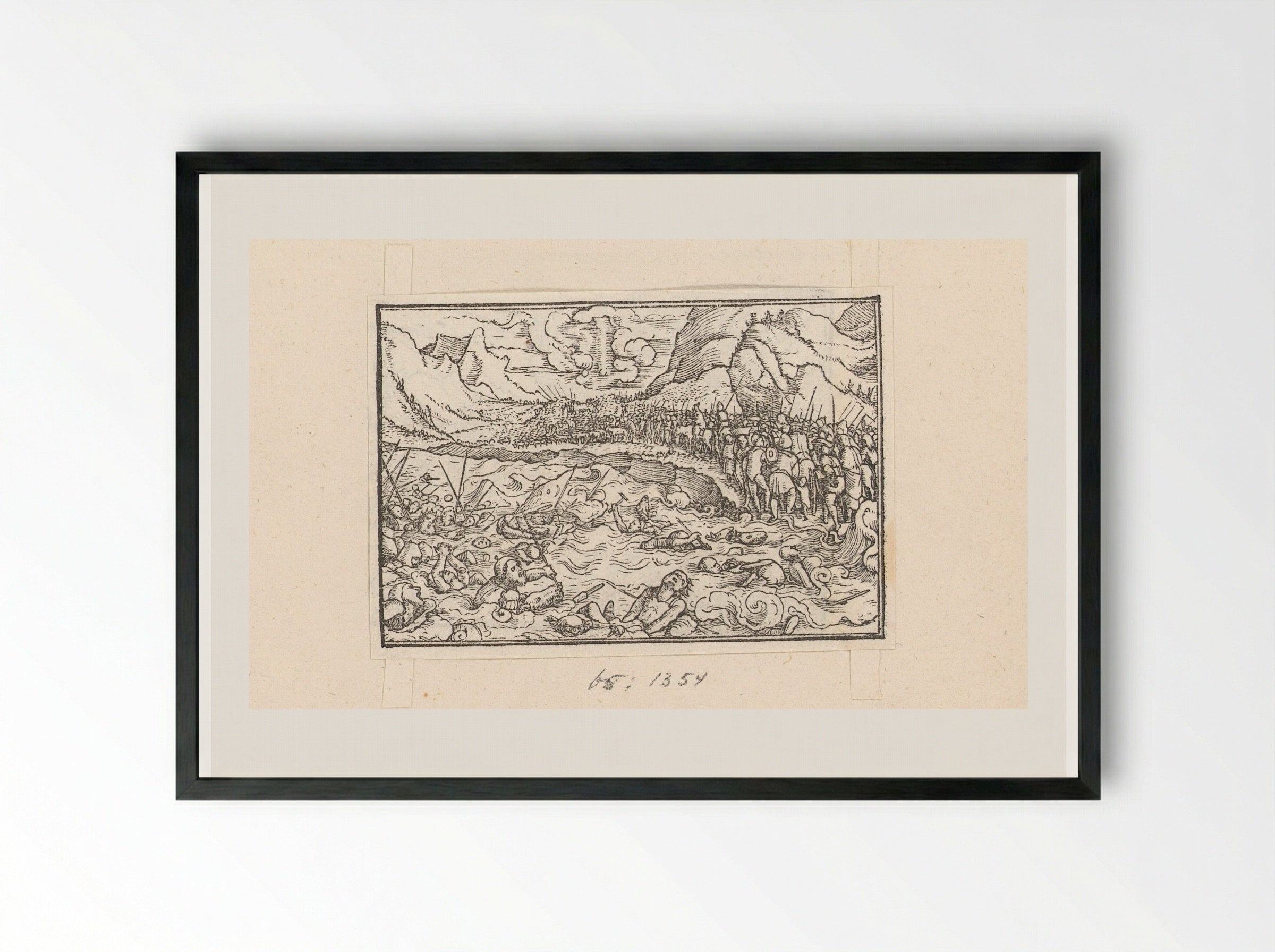 Destruction of Pharaoh's Army in the Red Sea - Veit Rudolf Specklin - Framed Print Black