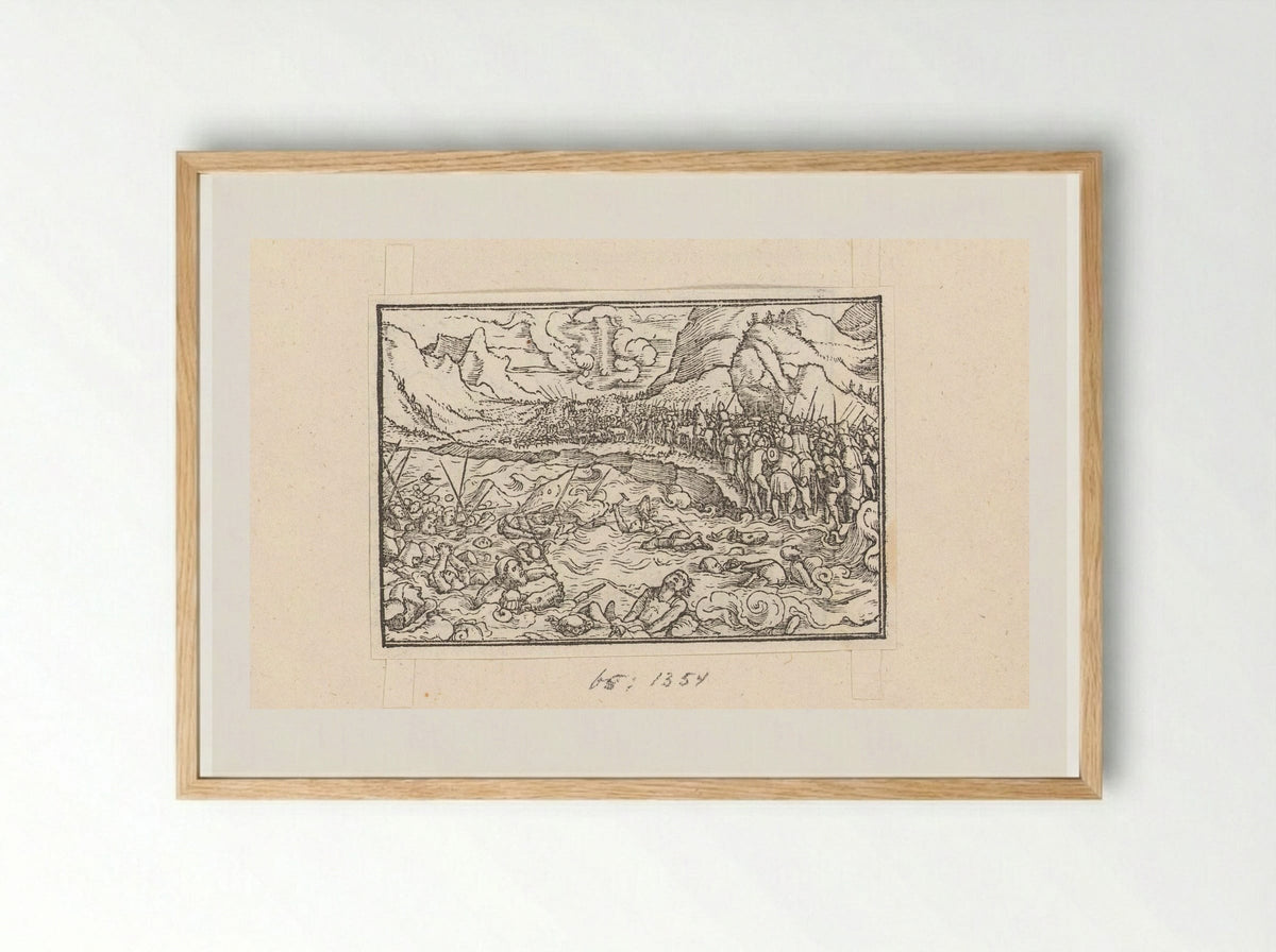 Destruction of Pharaoh's Army in the Red Sea - Veit Rudolf Specklin - Framed Print Wood