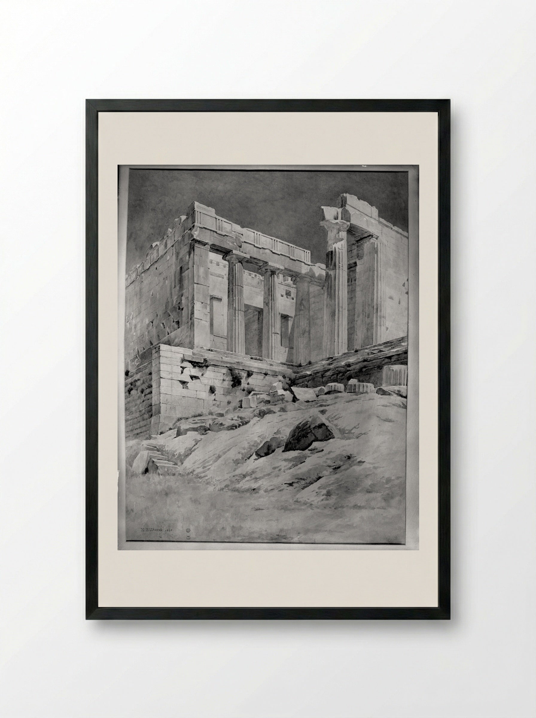 Detail of the Acropolis: The Propylaea - Harold Broadfield Warren - Framed Print Black