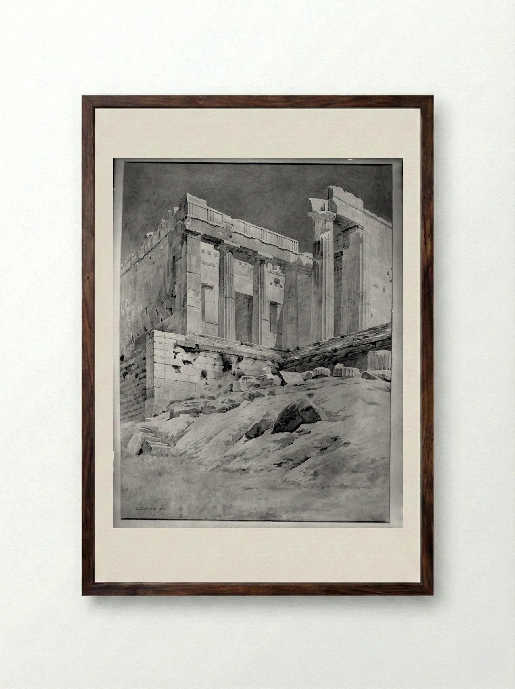 Detail of the Acropolis: The Propylaea - Harold Broadfield Warren - Framed Print Dark Wood