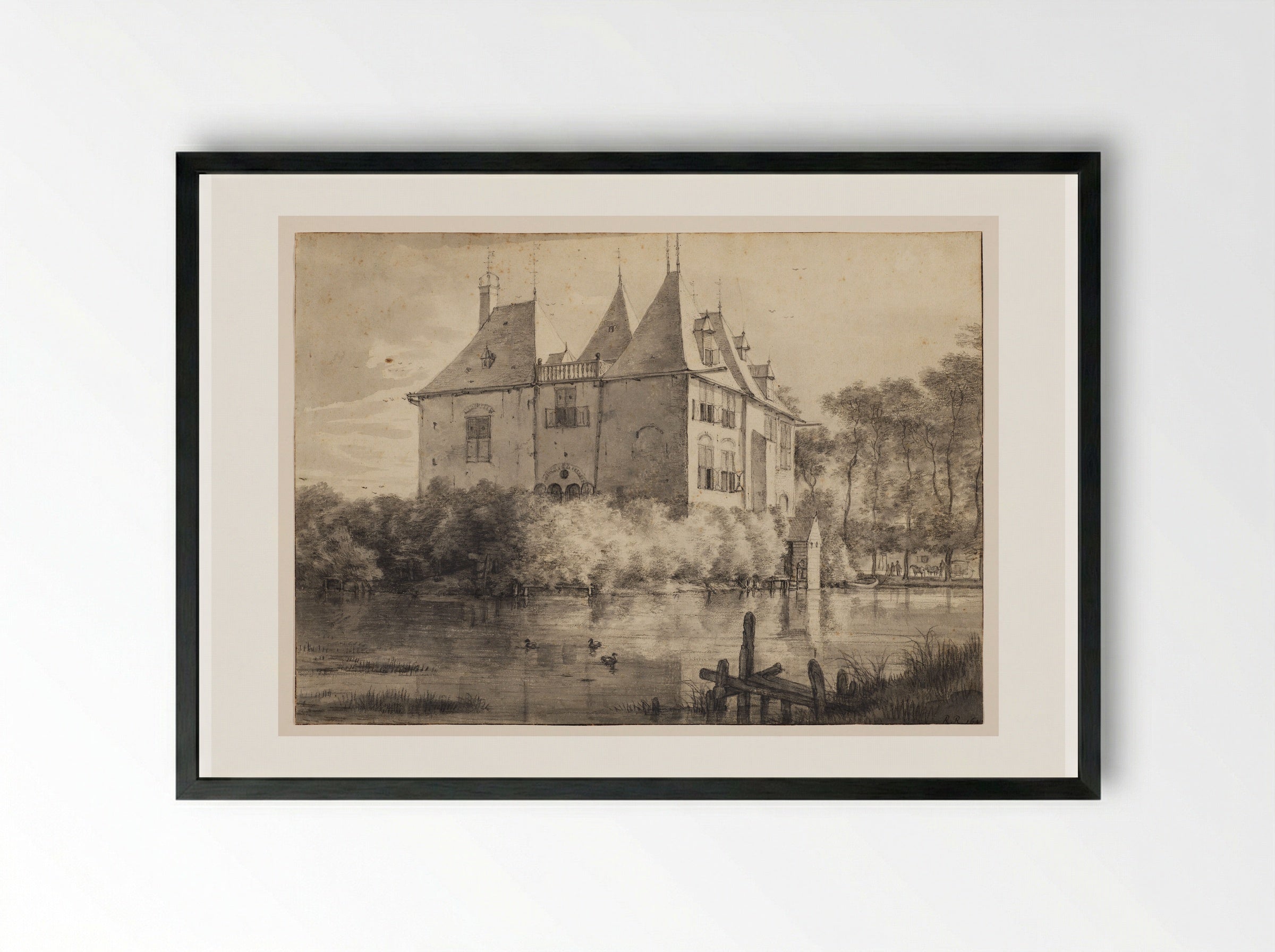 Develstein Castle - Roelant Roghman - Framed Print Black