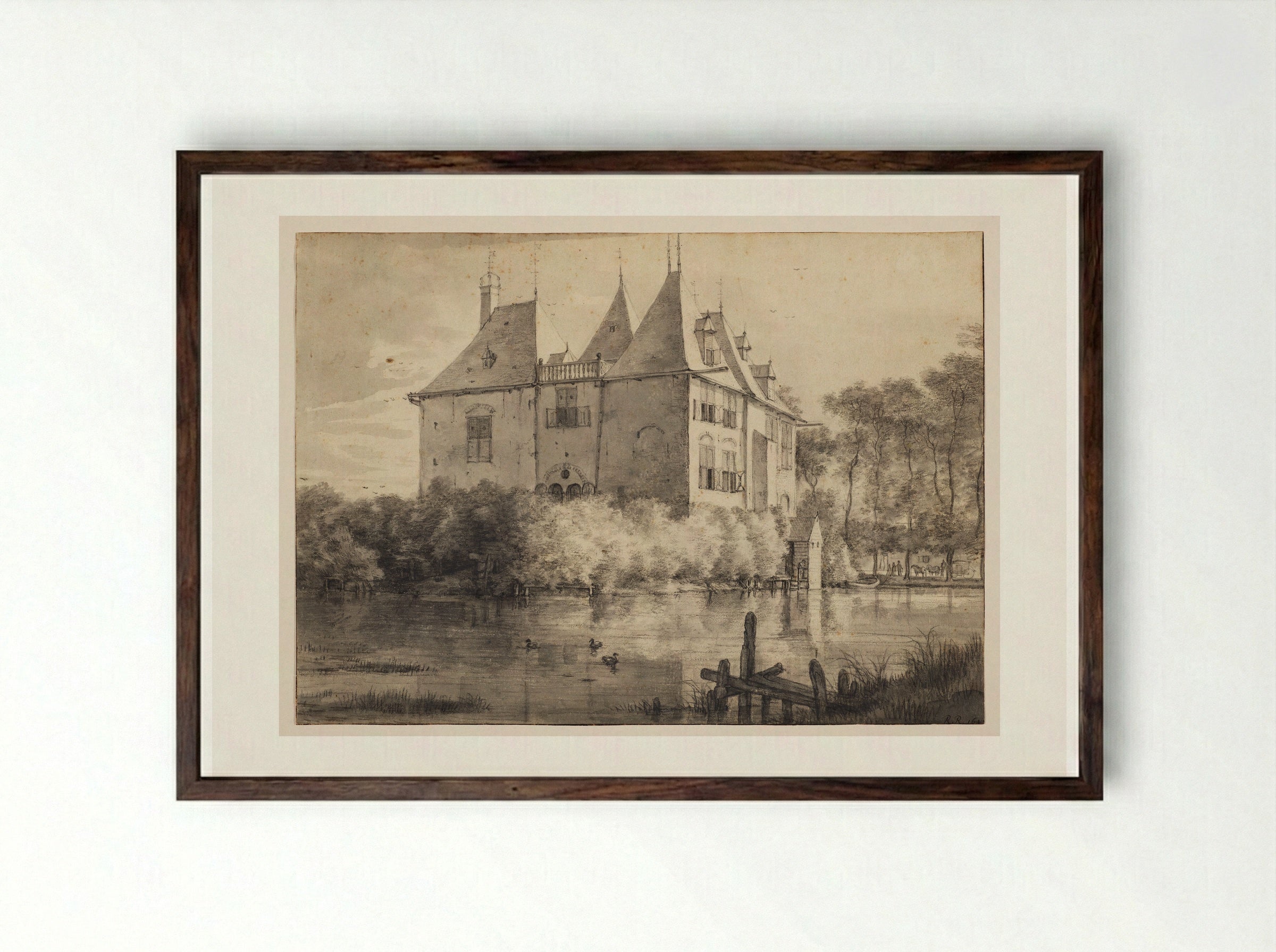 Develstein Castle - Roelant Roghman - Framed Print Dark Wood