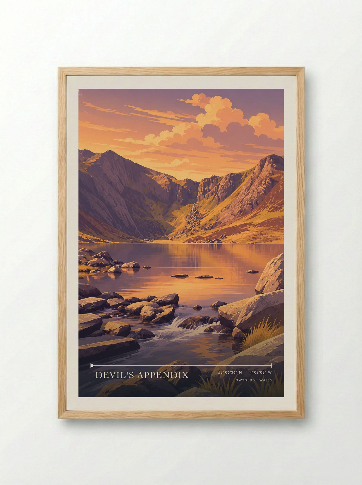 Devil's Appendix, Gwynedd | Travel Poster - Framed Print Wood