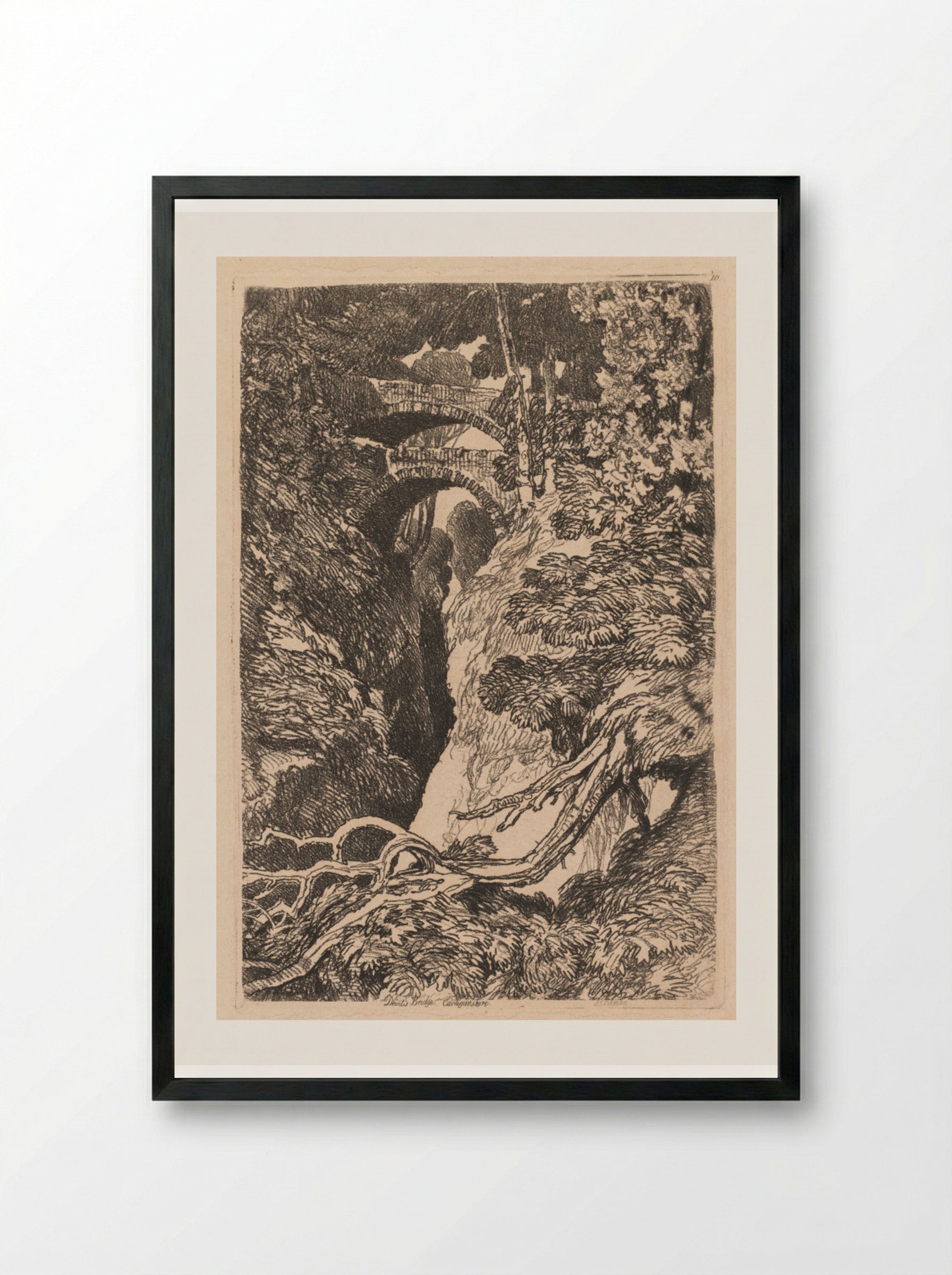 Devil's Bridge, Cardiganshire - John Sell Cotman - Framed Print Black