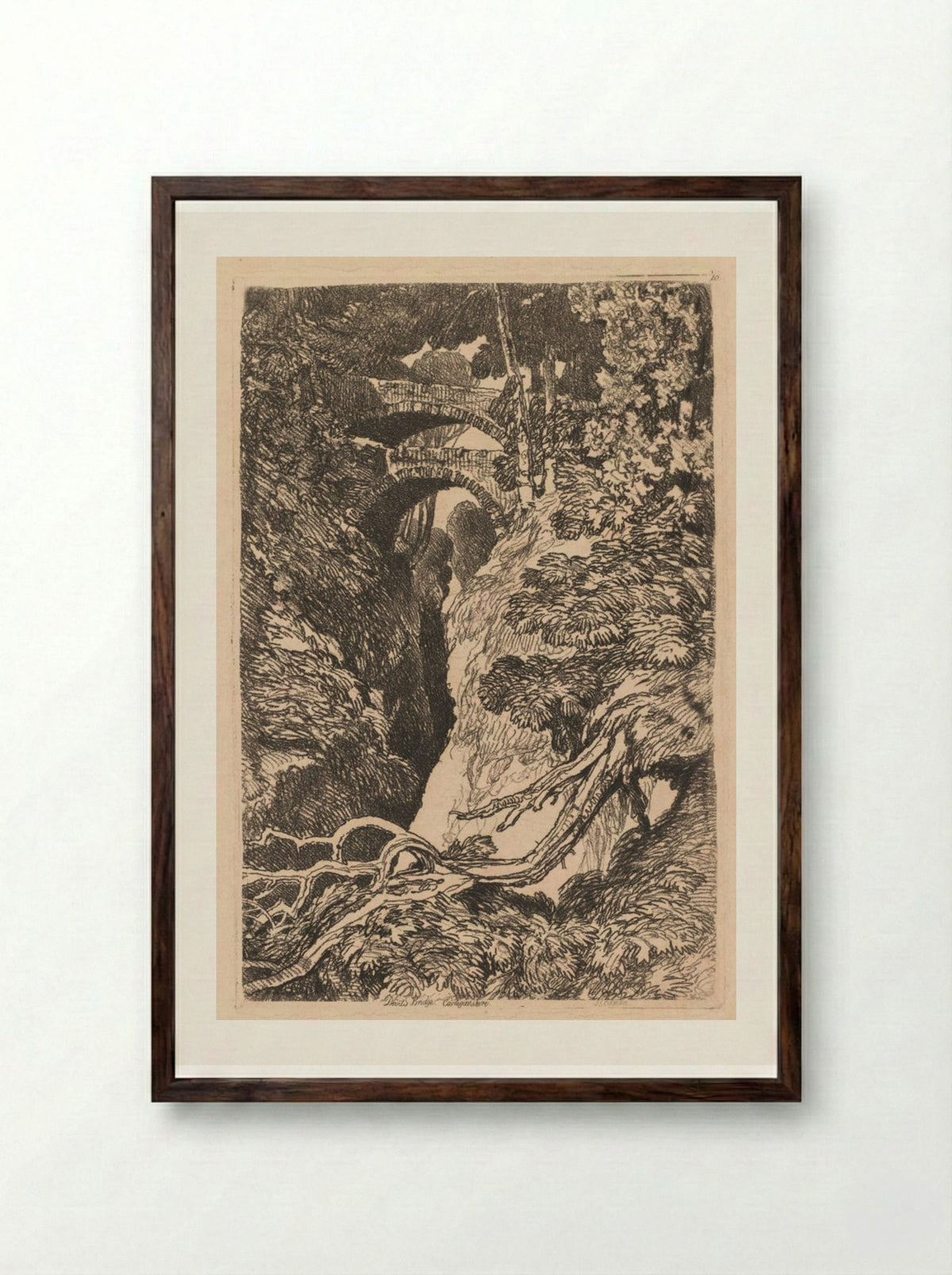 Devil's Bridge, Cardiganshire - John Sell Cotman - Framed Print Dark Wood