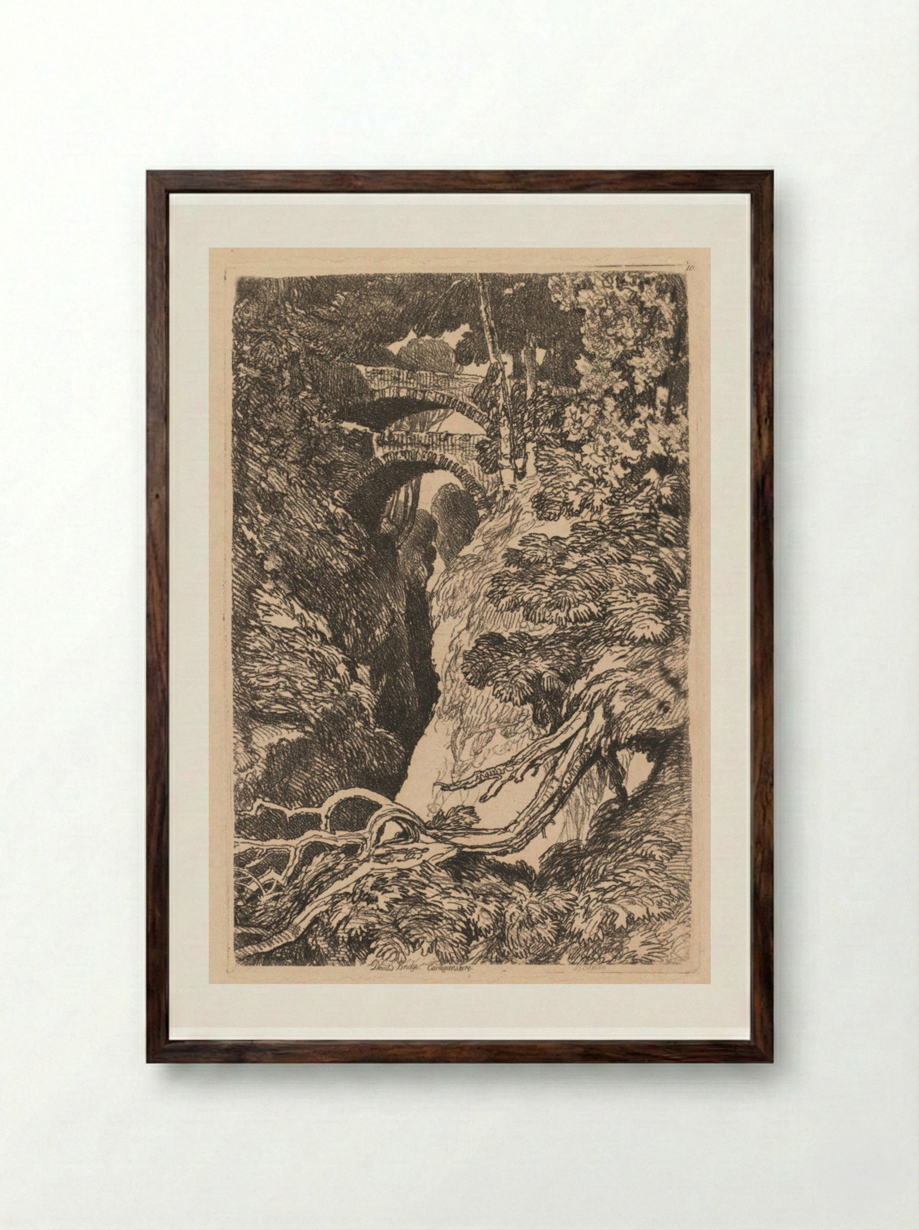 Devil's Bridge, Cardiganshire - John Sell Cotman - Framed Print Dark Wood