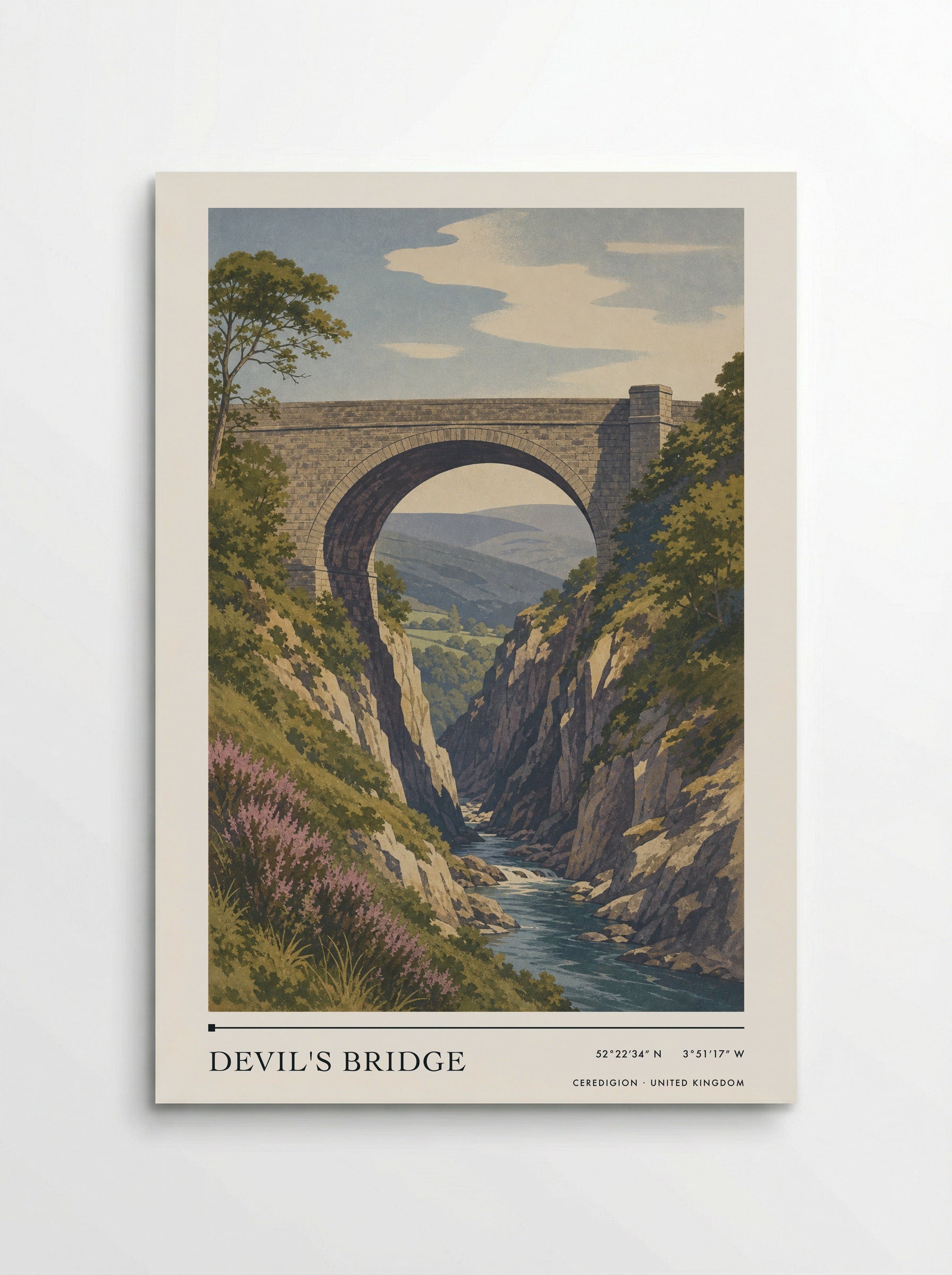 Devil's Bridge Ceredigion United Kingdom Travel Poster - Poster