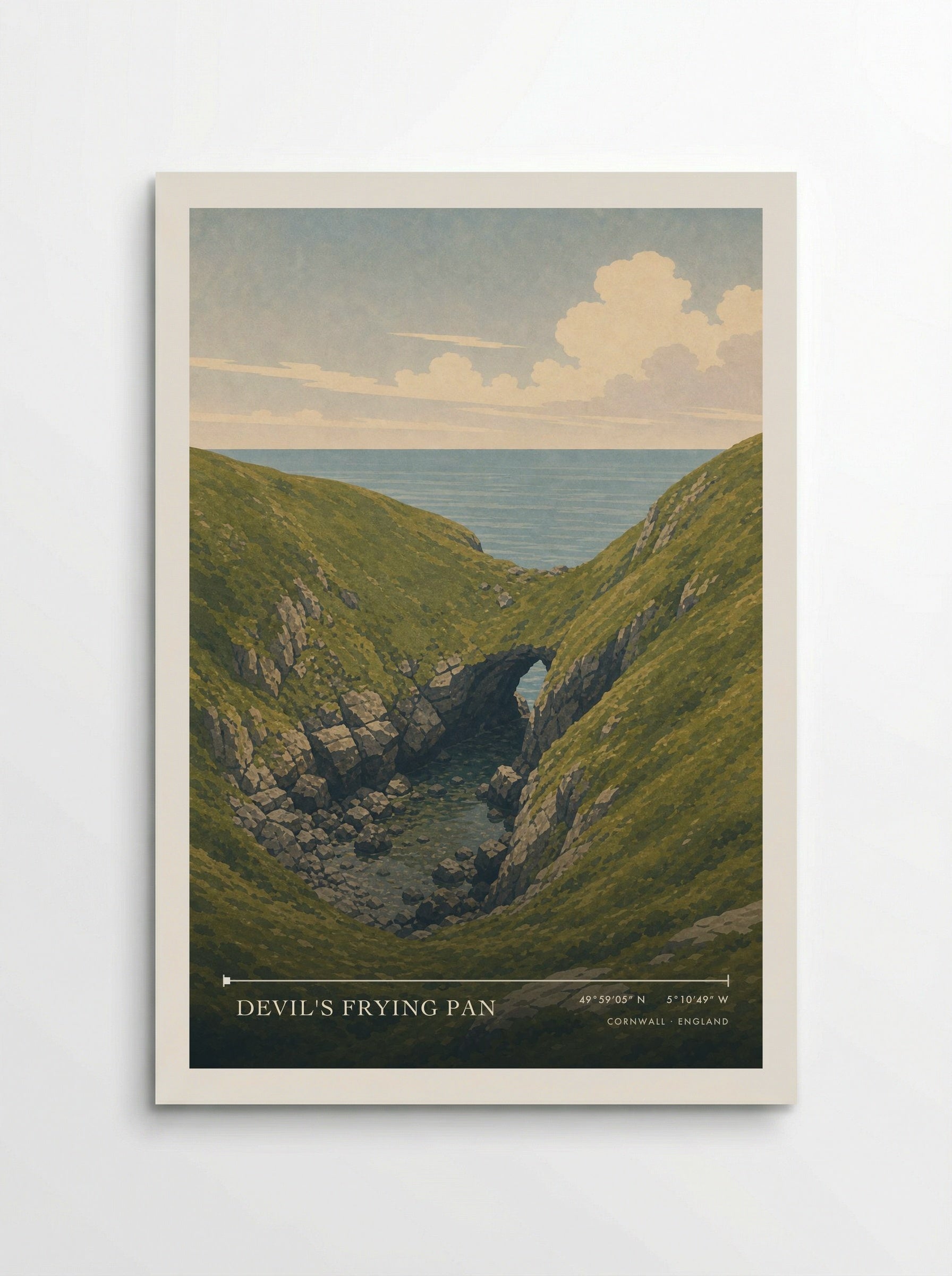 Devil's Frying Pan Cornwall England Travel Poster - Poster