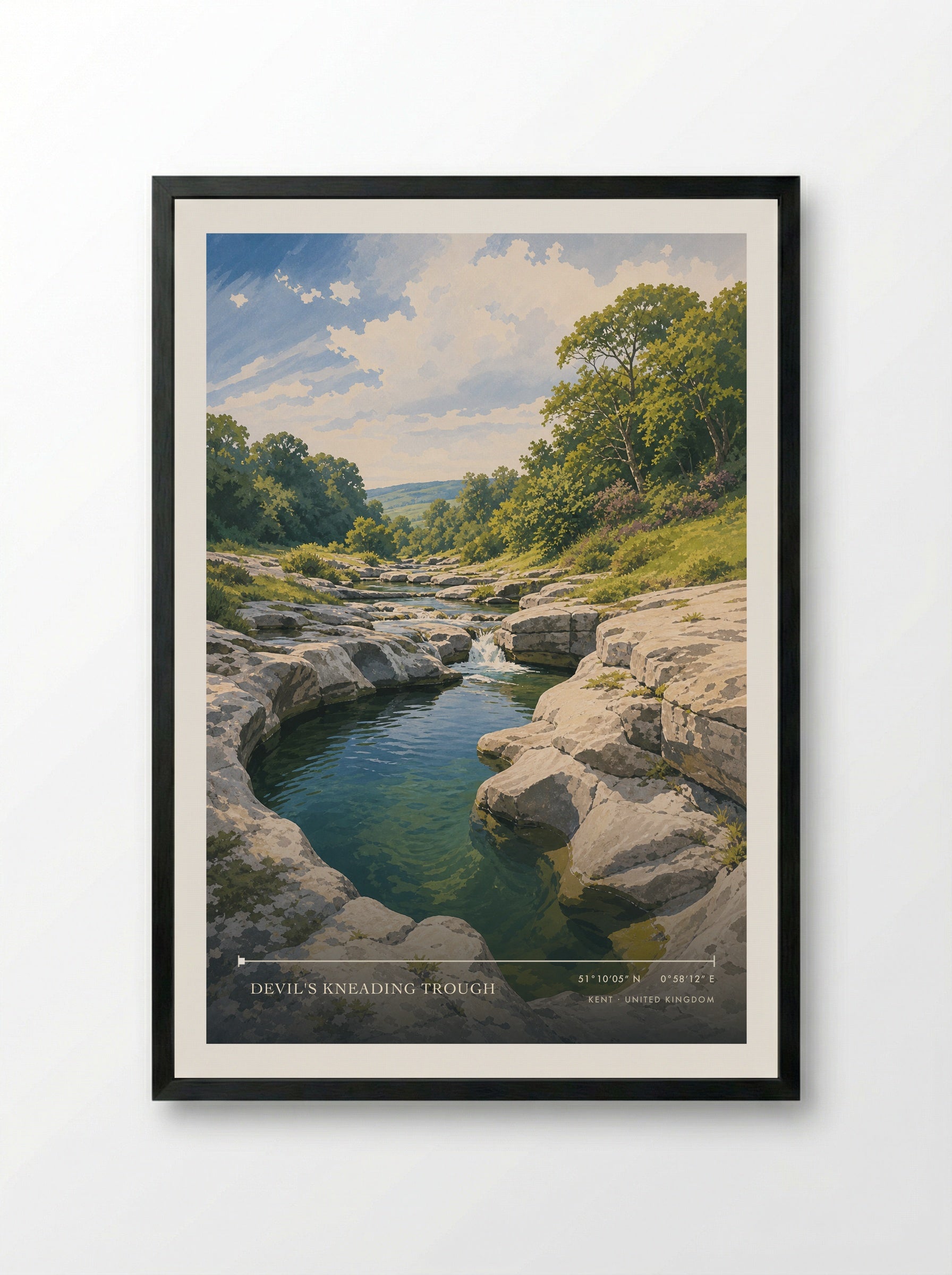 Devil's Kneading Trough Kent United Kingdom Travel Poster - Framed Print Black