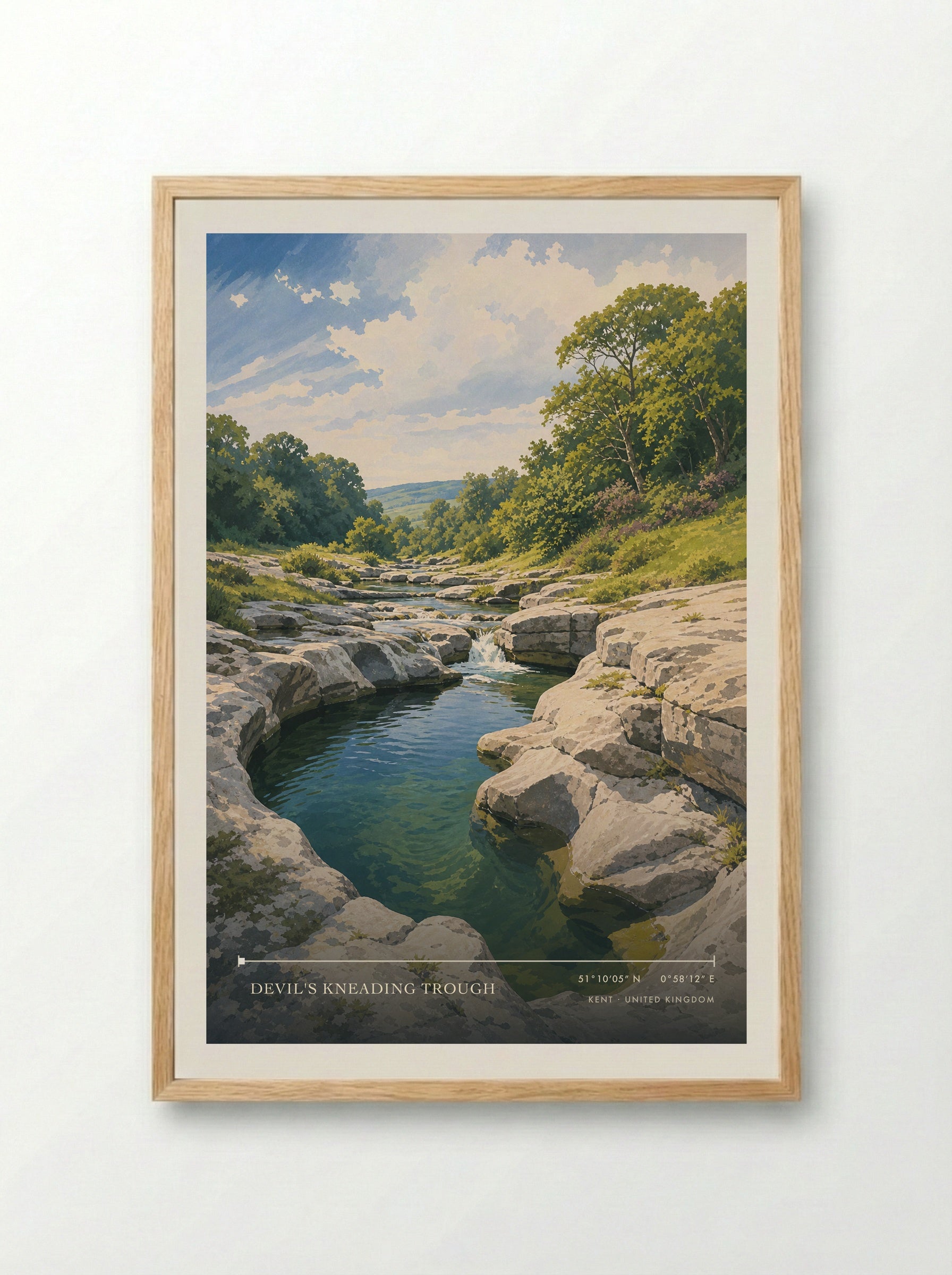 Devil's Kneading Trough Kent United Kingdom Travel Poster - Framed Print Wood