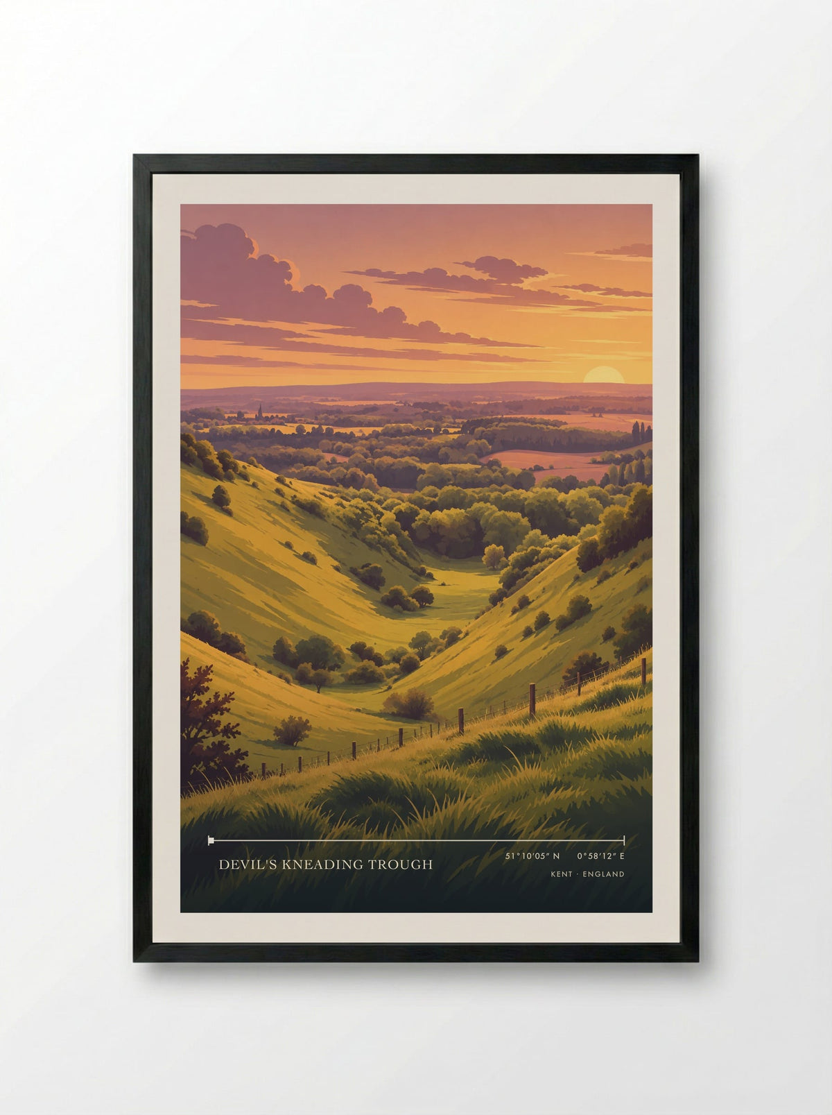 Devil's Kneading Trough, Kent | Travel Poster - Framed Print Black