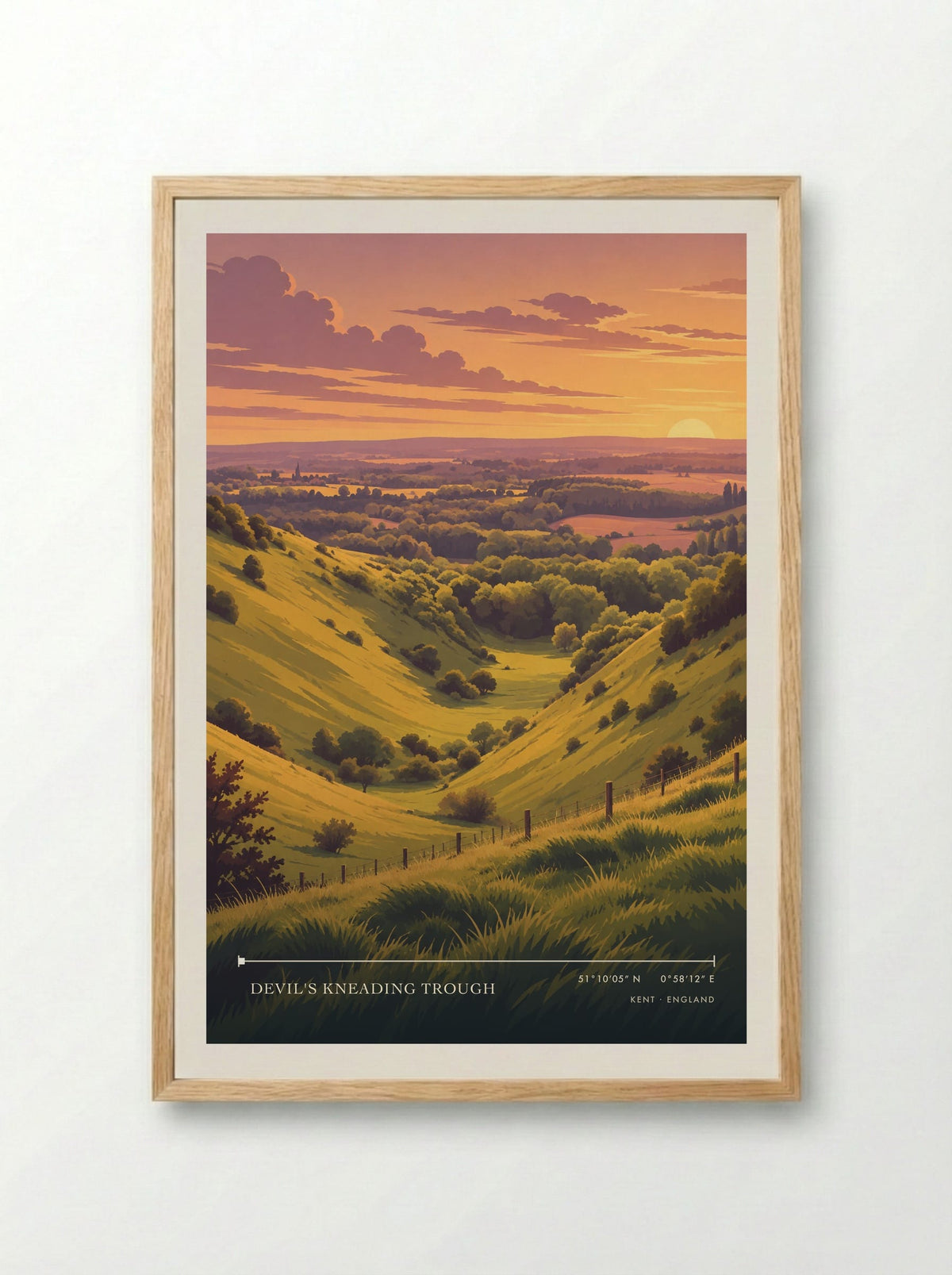 Devil's Kneading Trough, Kent | Travel Poster - Framed Print Wood