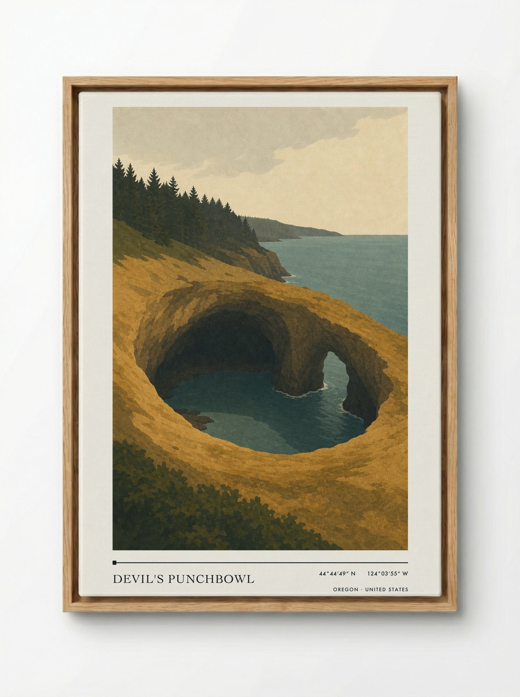 Devil's Punchbowl Travel Poster Artwork - Framed Canvas Wood