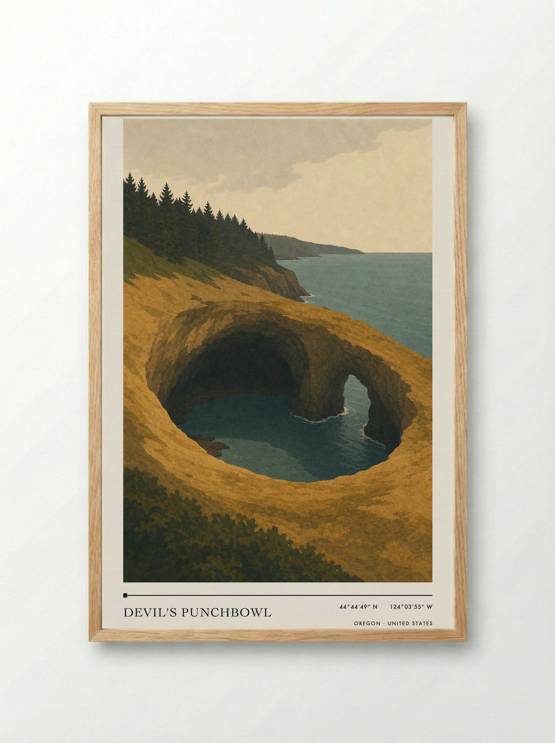 Devil's Punchbowl Travel Poster Artwork - Framed Print Wood