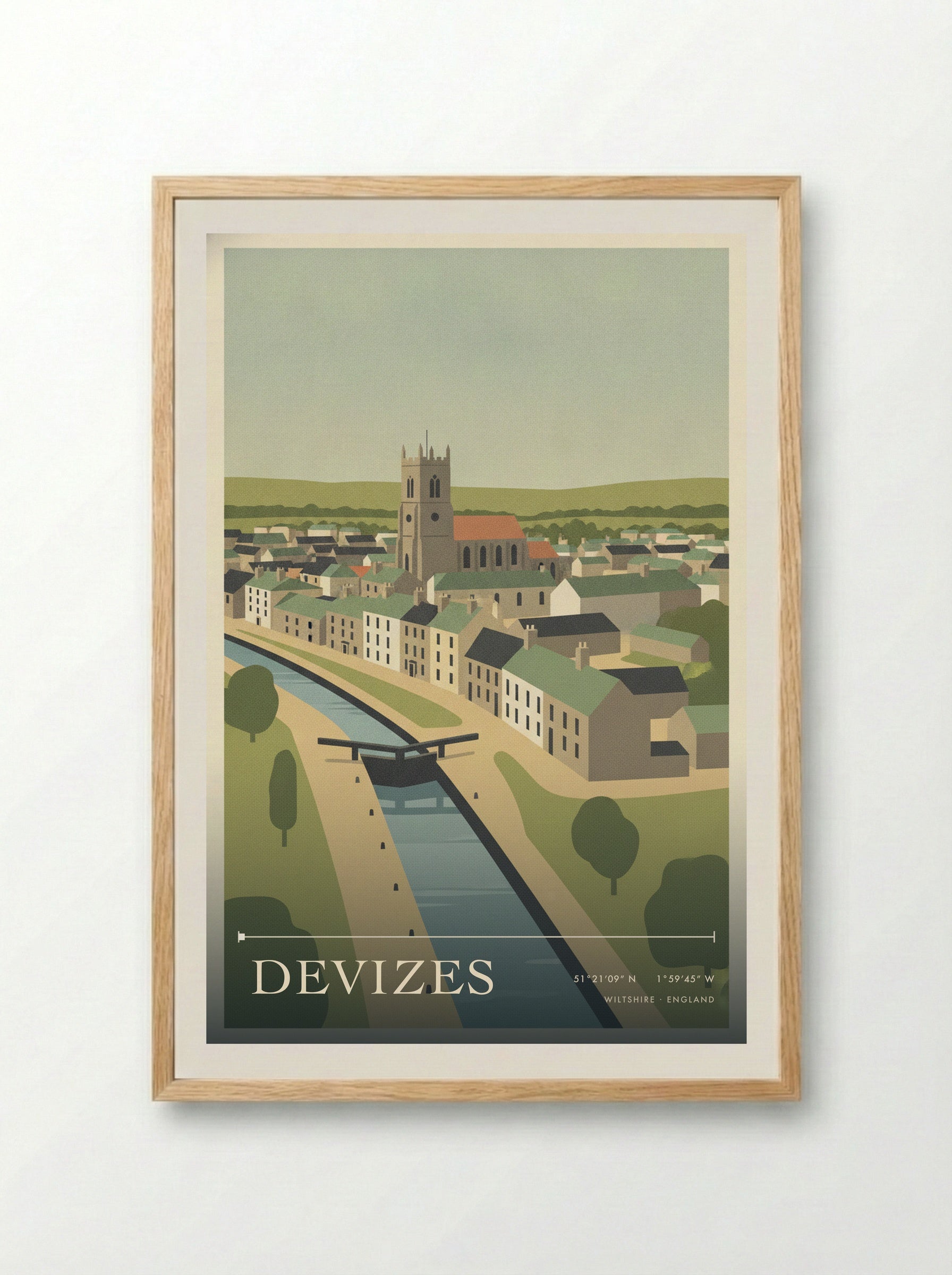 Devizes Wiltshire England Travel Poster - Framed Print Wood