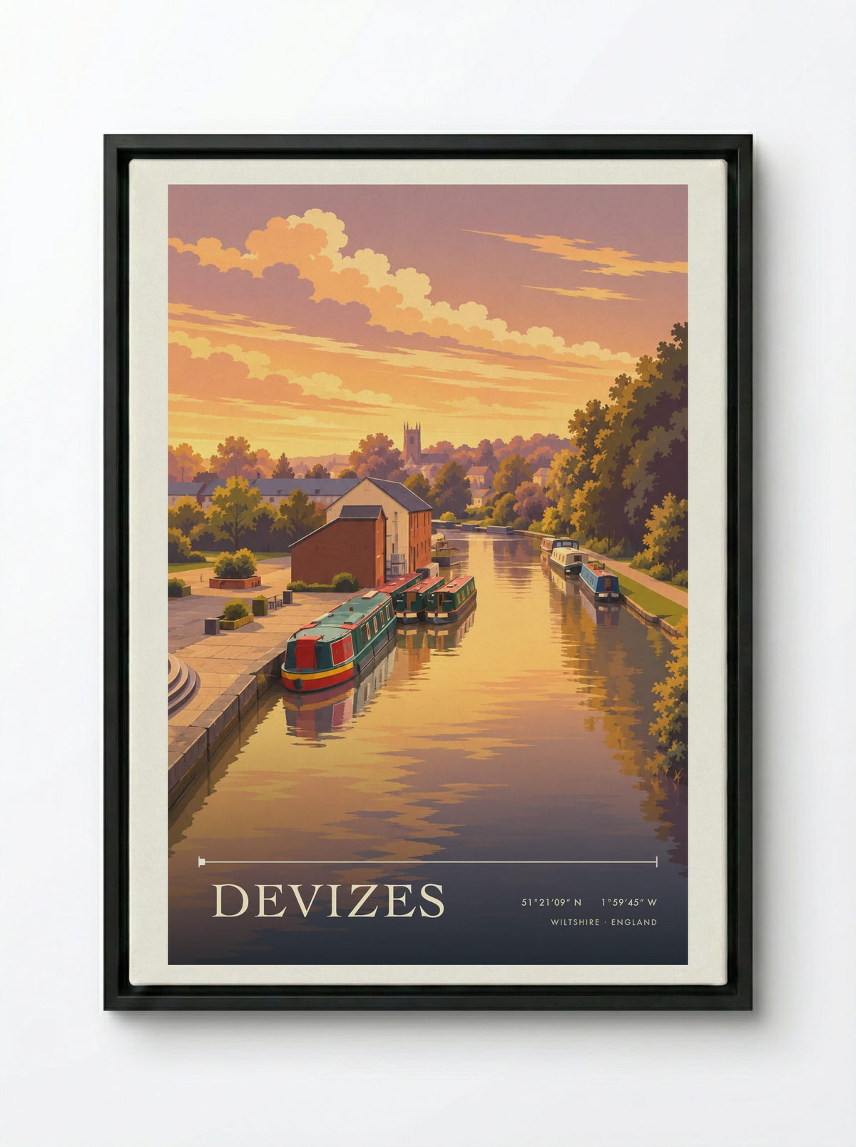 Devizes, Wiltshire | Travel Poster - Framed Canvas Black