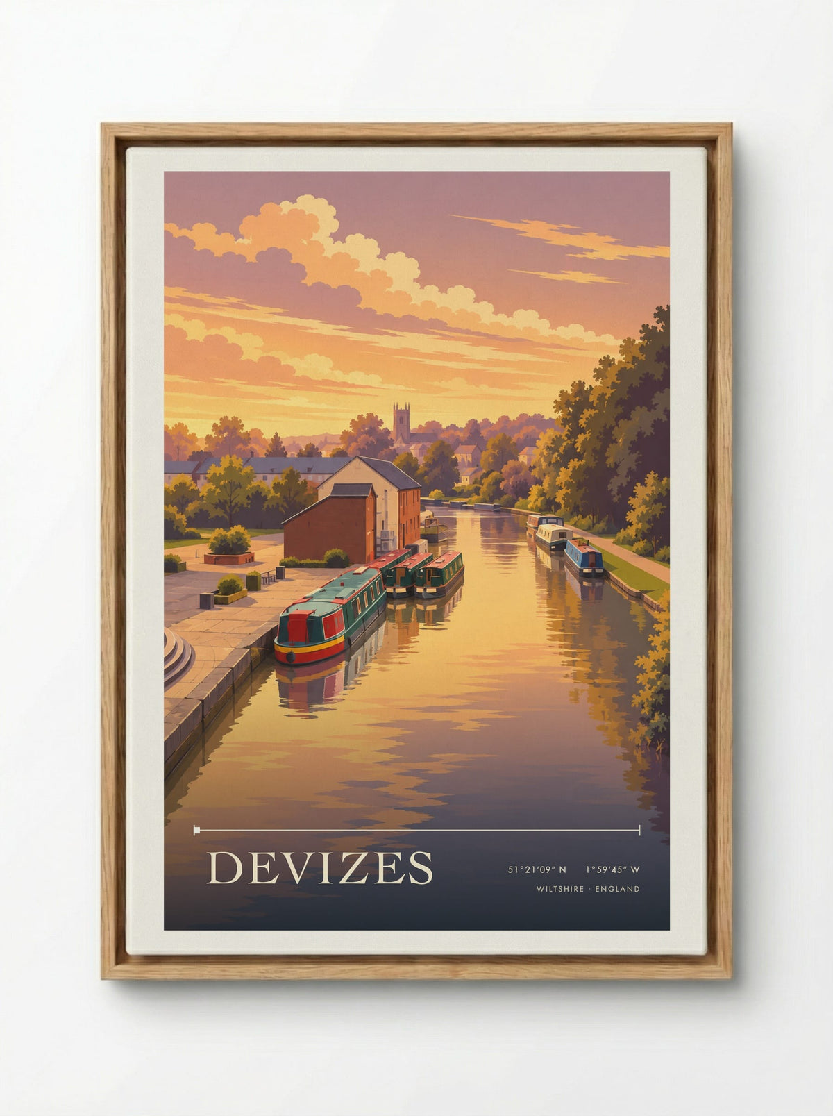 Devizes, Wiltshire | Travel Poster - Framed Canvas Wood