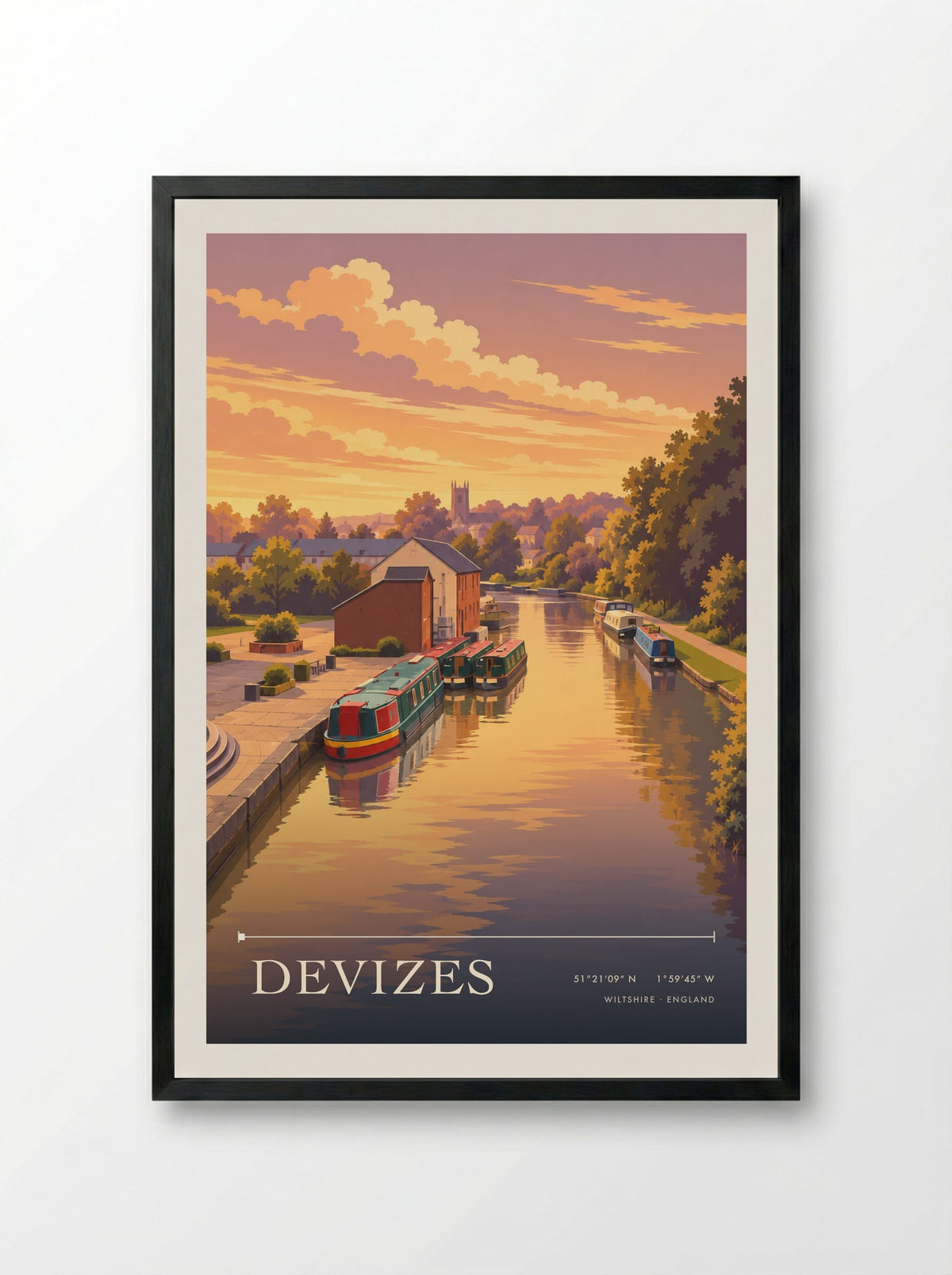 Devizes, Wiltshire | Travel Poster - Framed Print Black