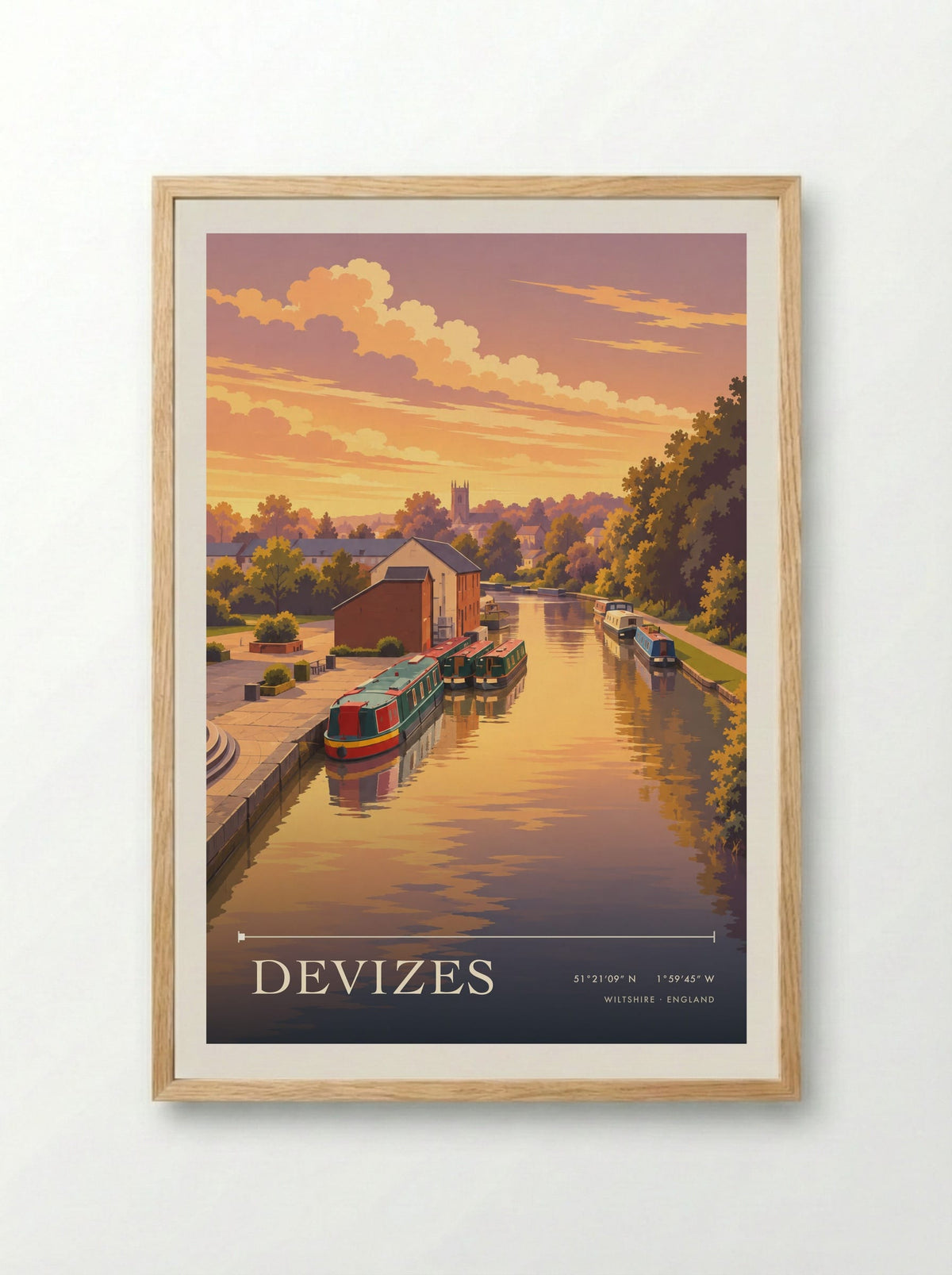 Devizes, Wiltshire | Travel Poster - Framed Print Wood