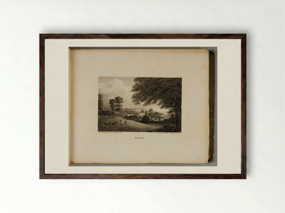 Devizes - John Walker - Framed Print Dark Wood