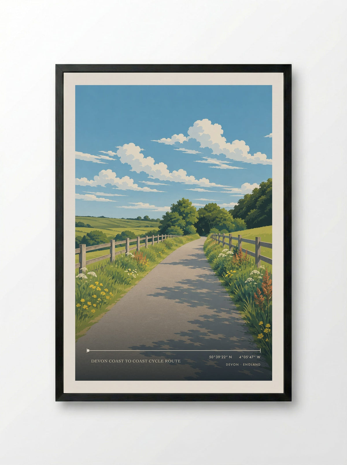 Devon Coast to Coast Cycle Route | Travel Poster - Framed Print Black