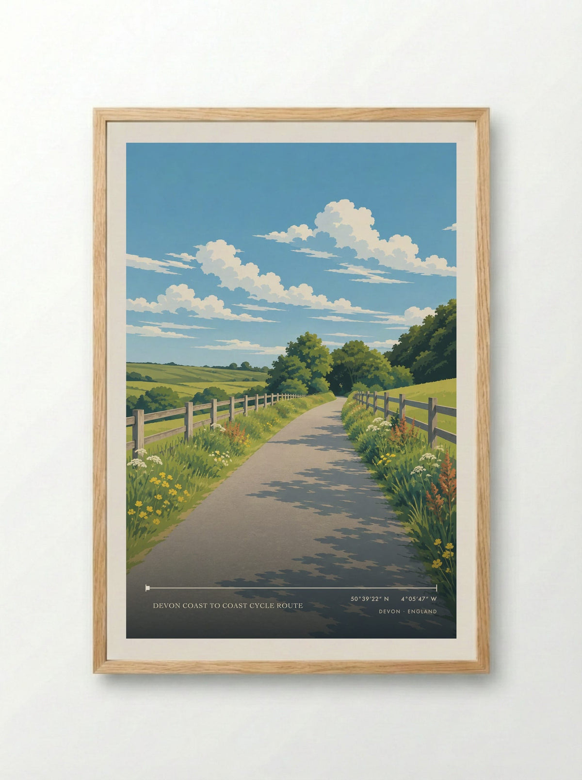 Devon Coast to Coast Cycle Route | Travel Poster - Framed Print Wood