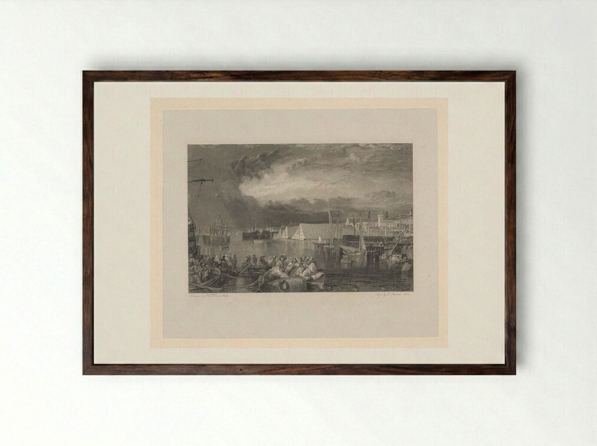 Devonport and Dockyards, Devonshire - Thomas Jeavons - Framed Print Dark Wood