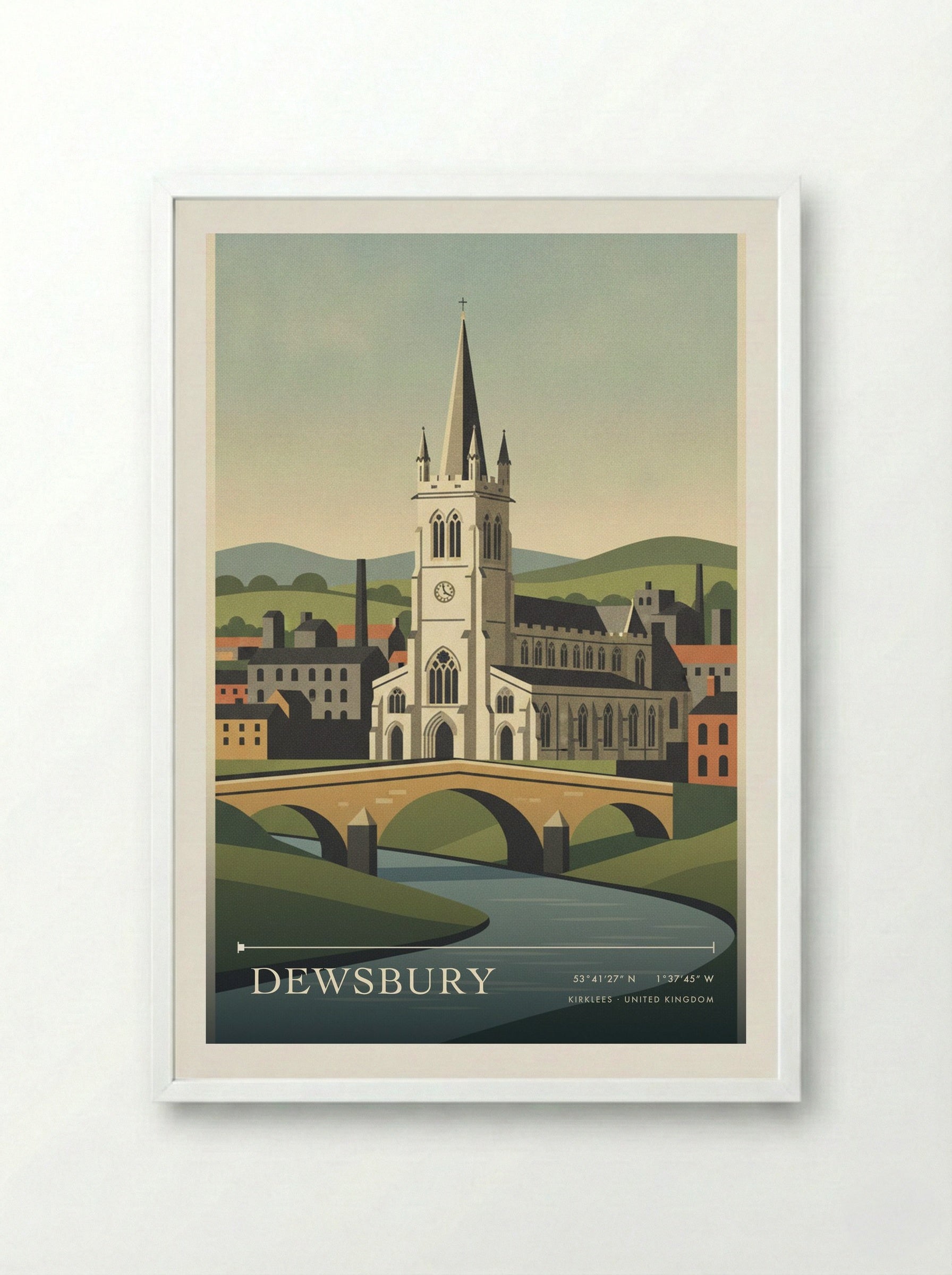 Dewsbury Kirklees United Kingdom Travel Poster - Framed Print White