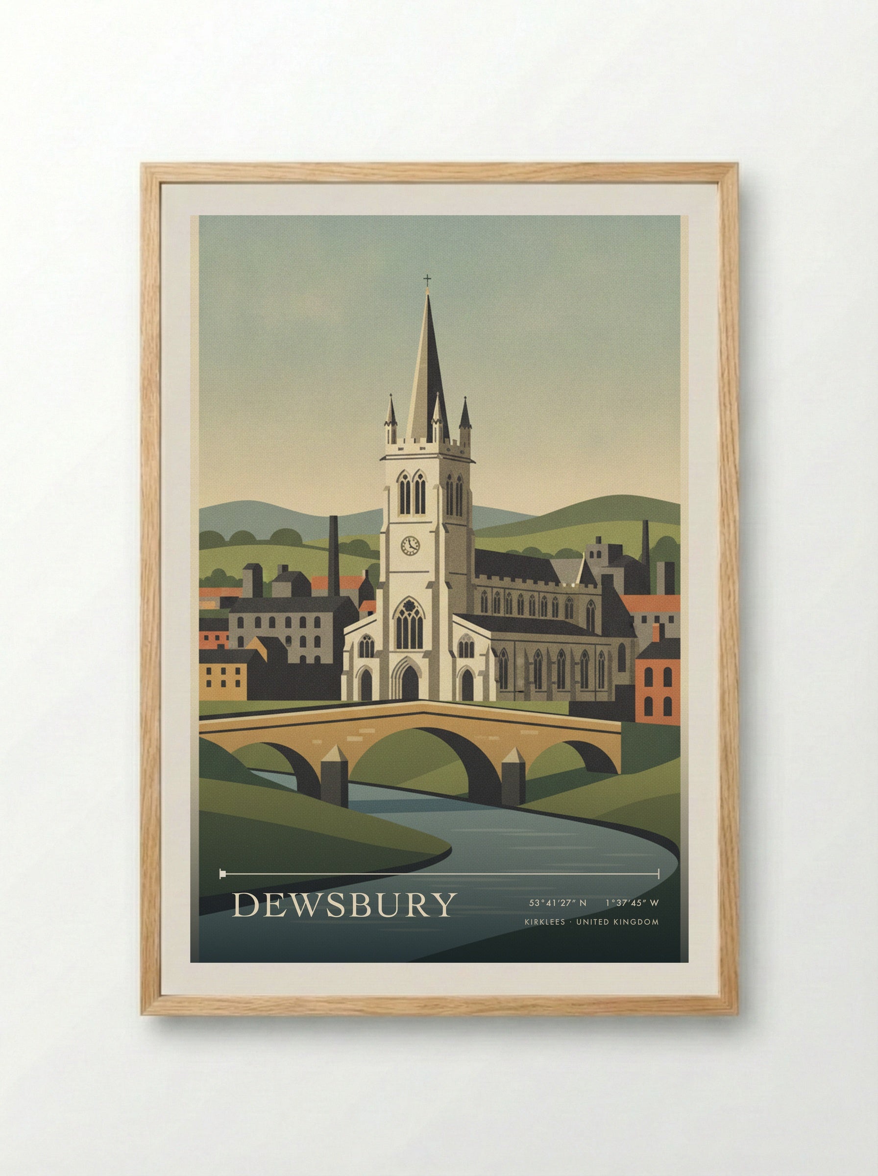Dewsbury Kirklees United Kingdom Travel Poster - Framed Print Wood