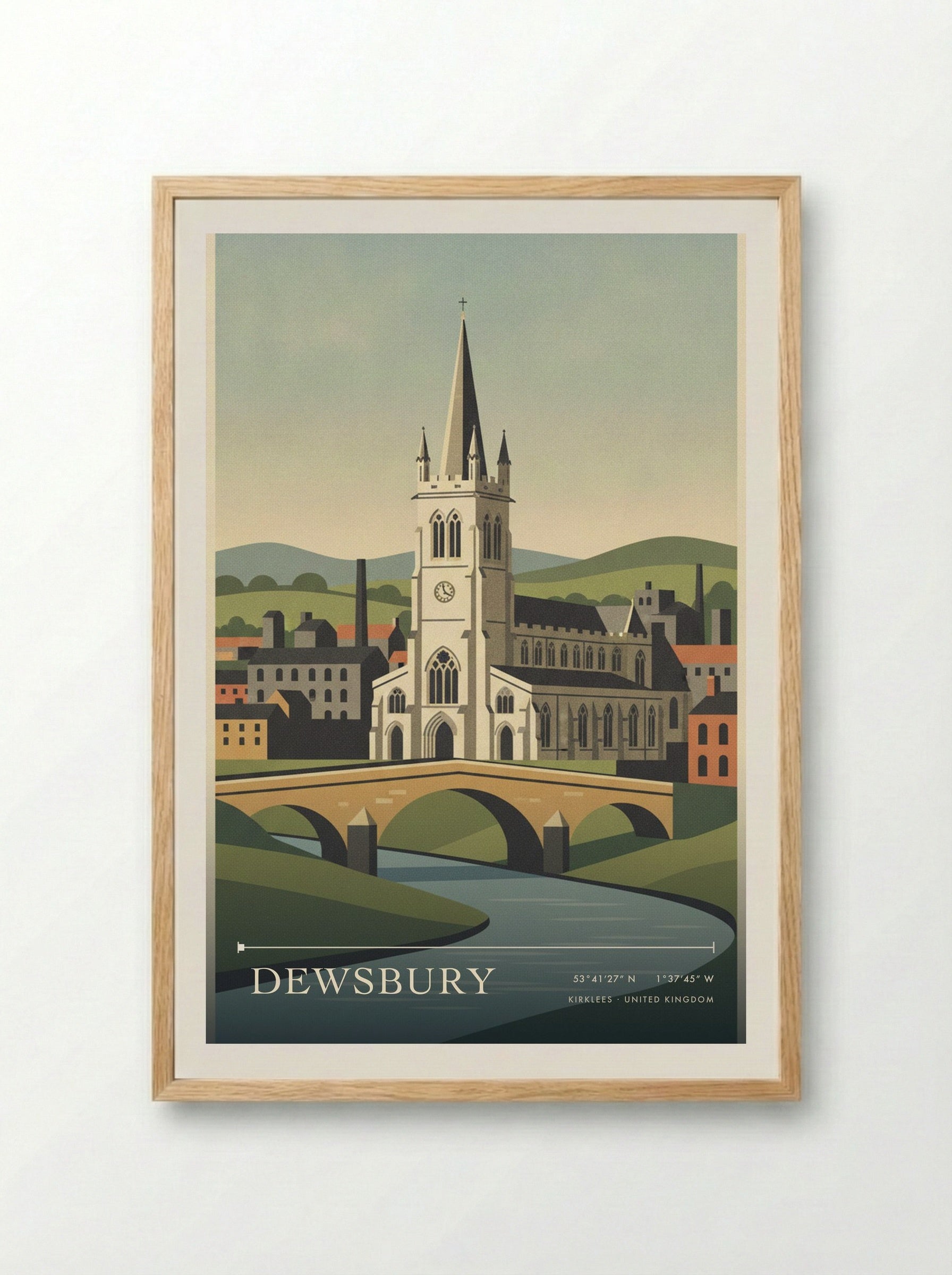 Dewsbury Kirklees United Kingdom Travel Poster - Framed Print Wood
