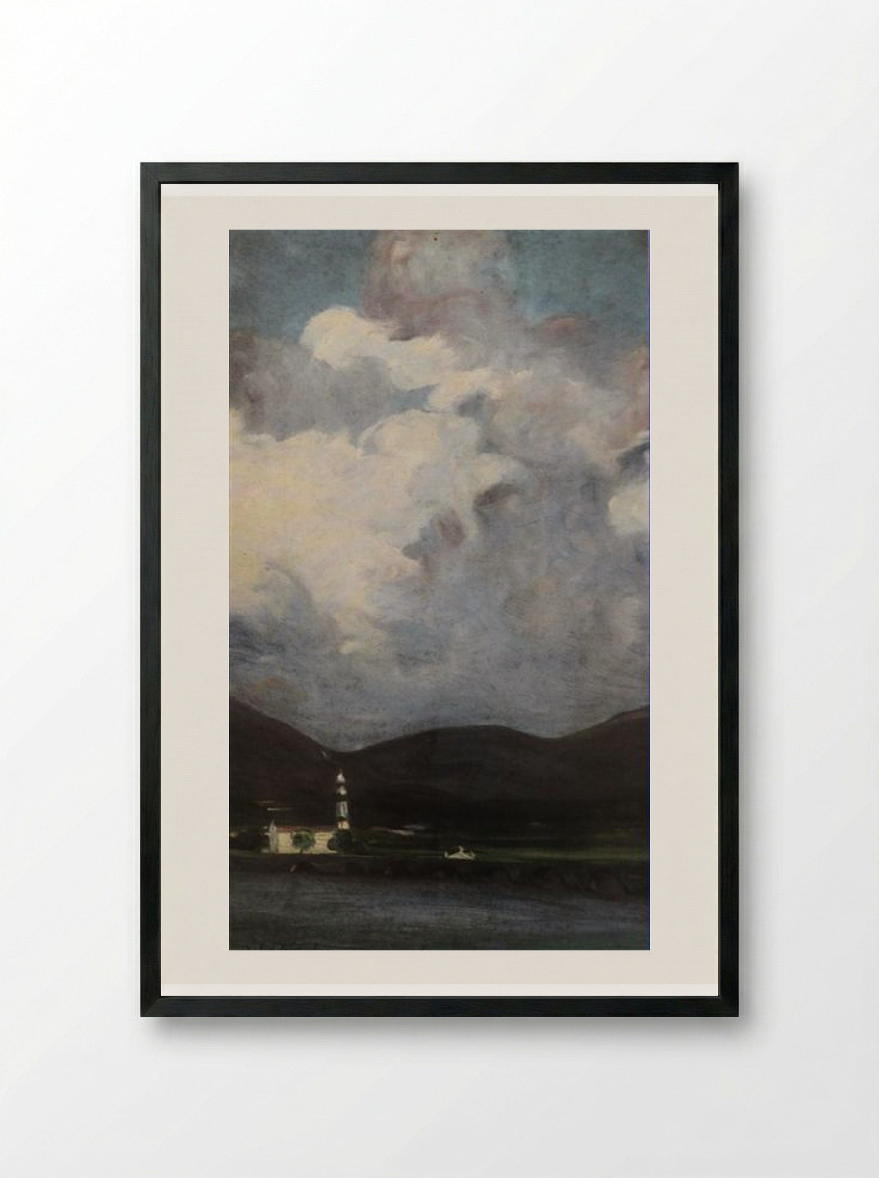 Dia de Chuva em Ponte de Lima - António Carneiro - Framed Print Black