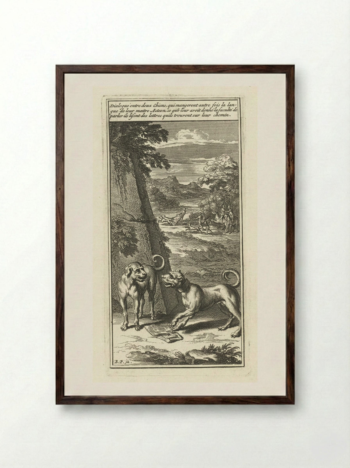 Dialoog tussen twee honden - Andries van Buysen (Sr.) - Framed Print Dark Wood