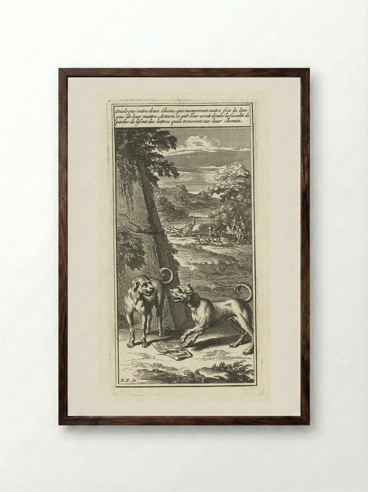 Dialoog tussen twee honden - Andries van Buysen (Sr.) - Framed Print Dark Wood
