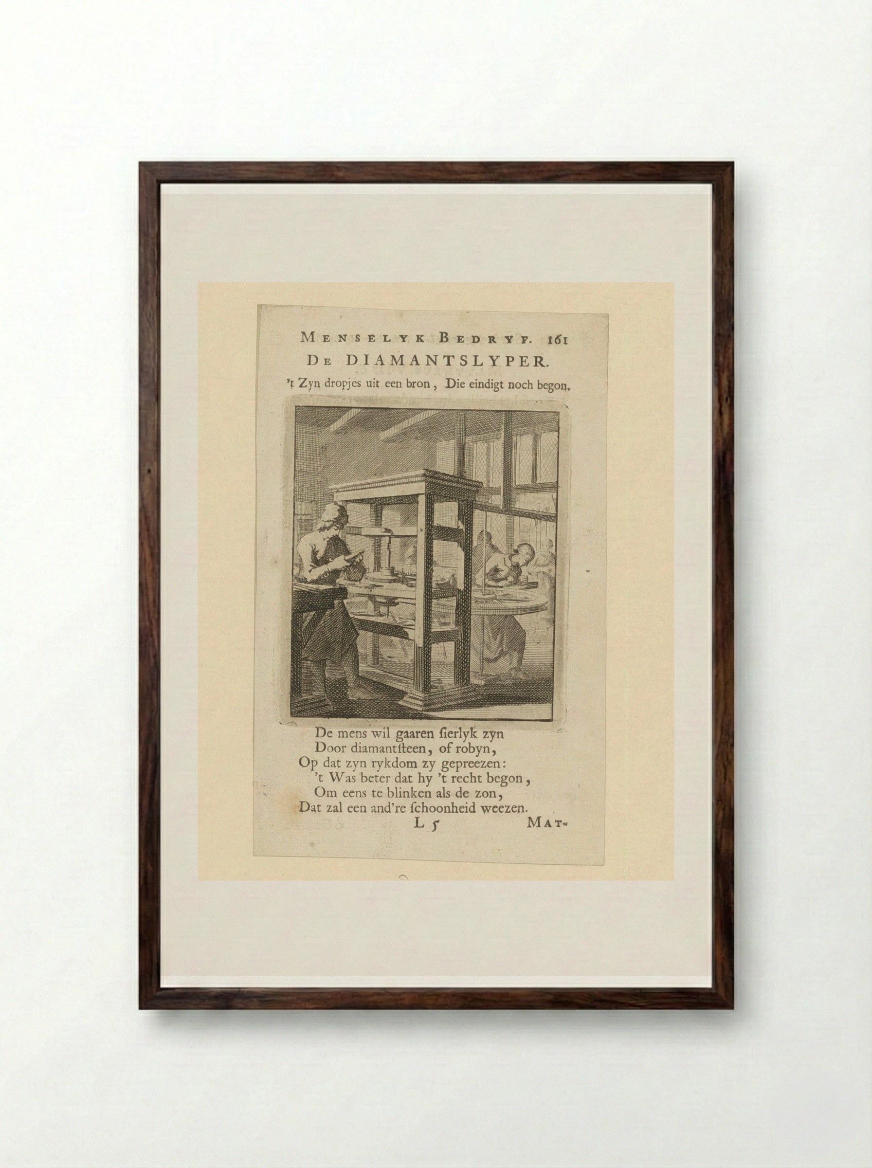 Diamantslijper - Cornelis van der Sys - Framed Print Dark Wood