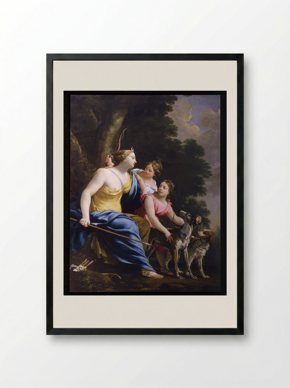 Diana Leaving for the Hunt - Simon Vouet - Framed Print Black