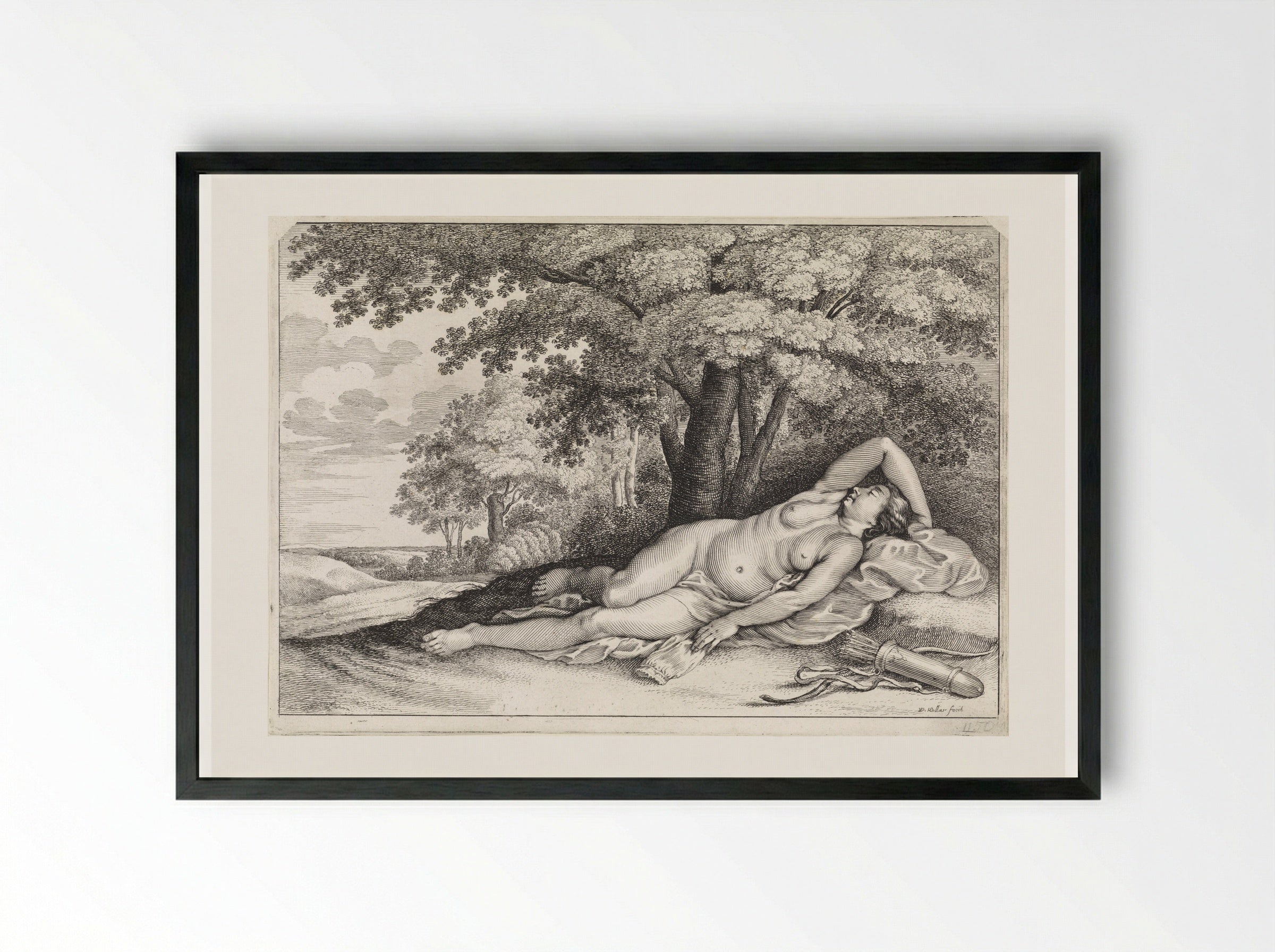 Diana Resting - Wenceslaus Hollar - Framed Print Black