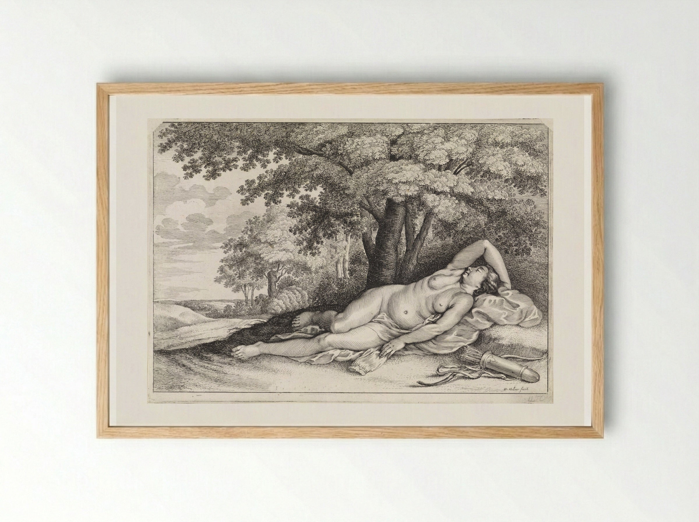 Diana Resting - Wenceslaus Hollar - Framed Print Wood