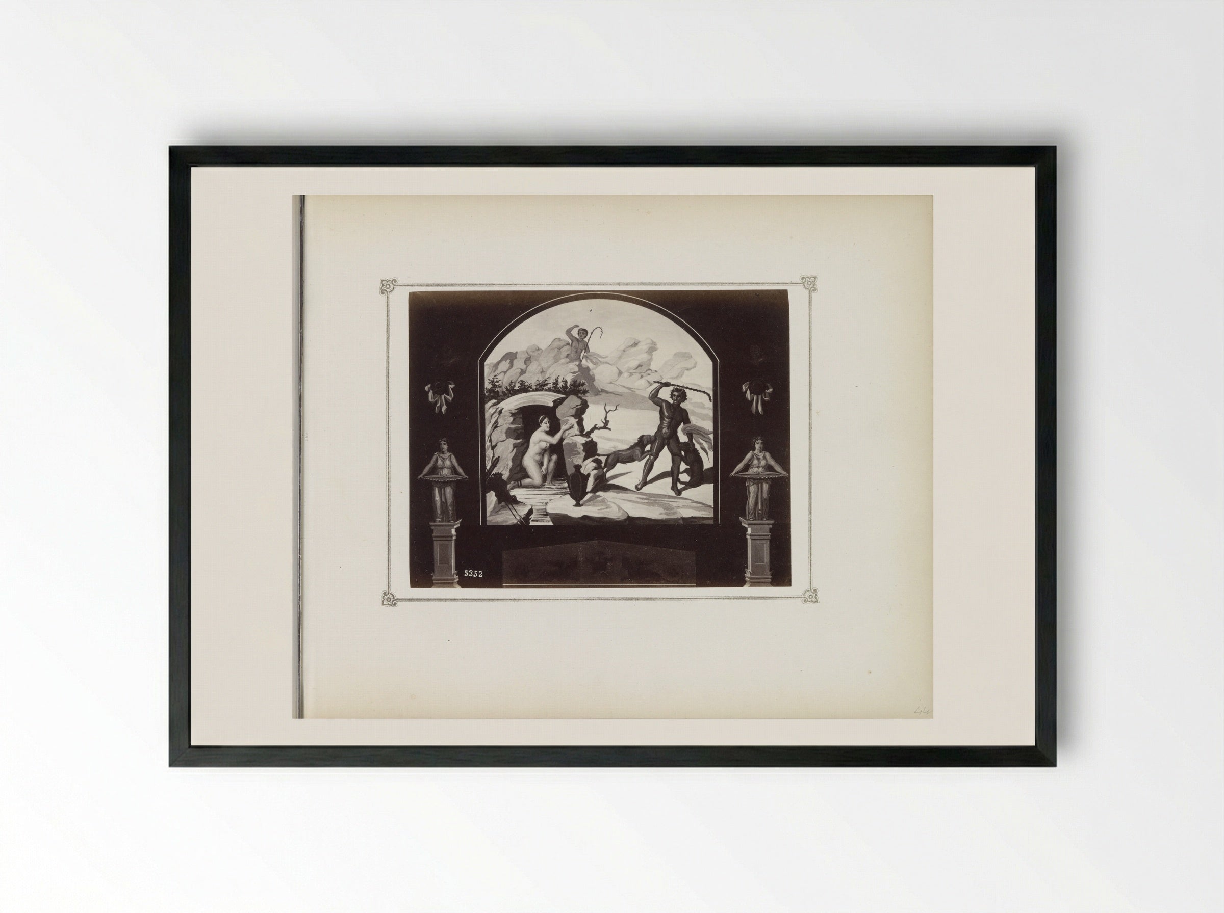 Diana and Actaeon (After Pompeian Fresco) - Giorgio Sommer - Framed Print Black