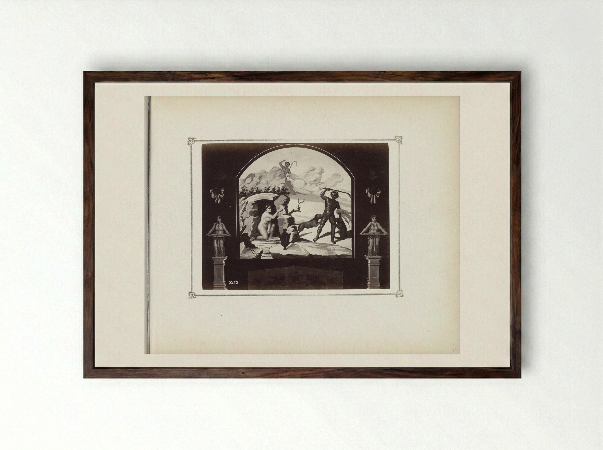Diana and Actaeon (After Pompeian Fresco) - Giorgio Sommer - Framed Print Dark Wood