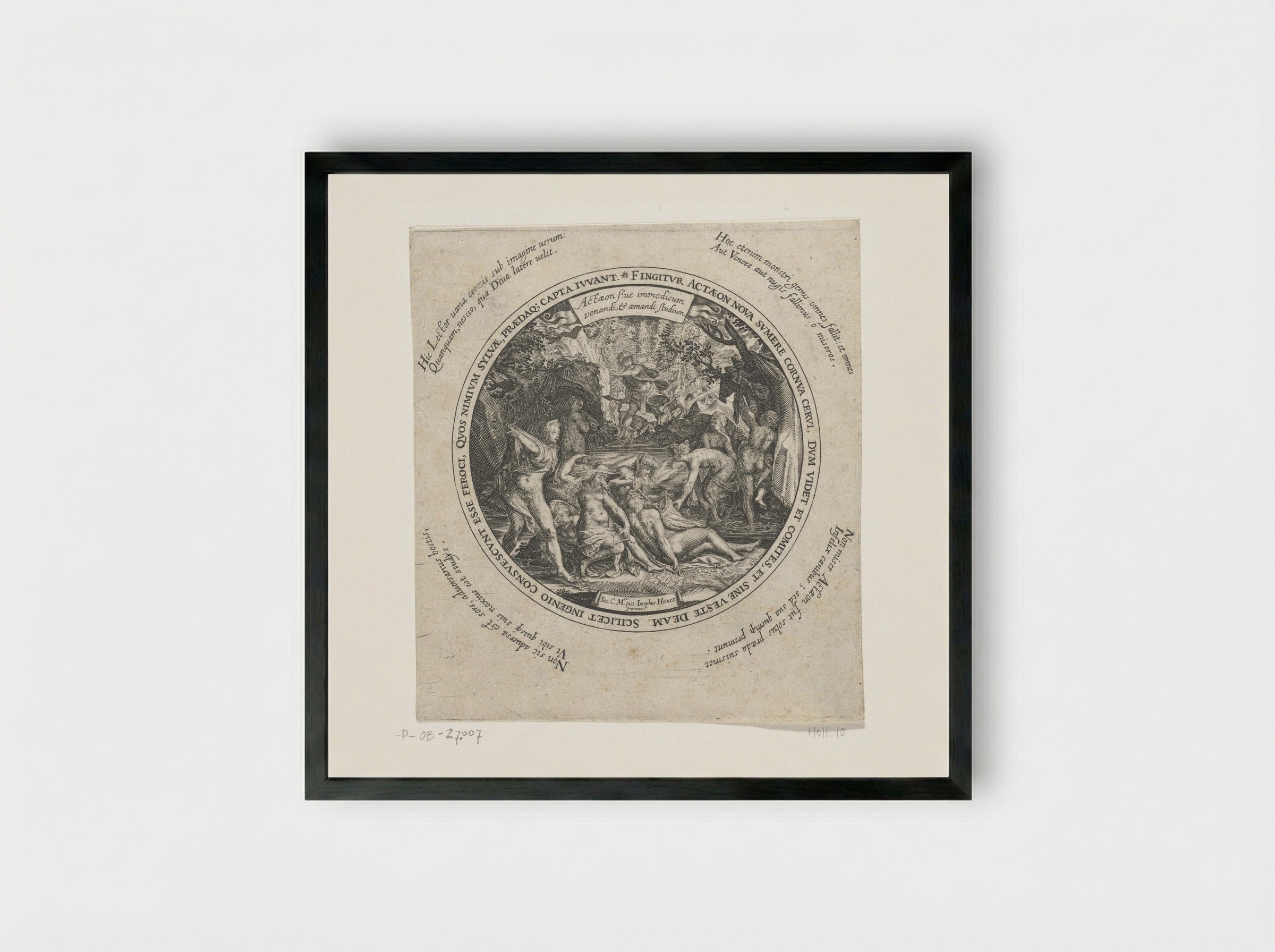 Diana and Actaeon - Johann Theodor de Bry - Framed Print Black