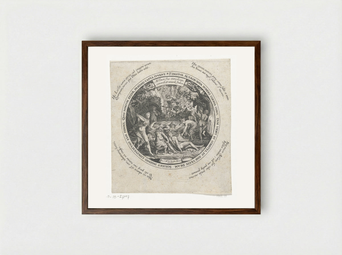 Diana and Actaeon - Johann Theodor de Bry - Framed Print Dark Wood