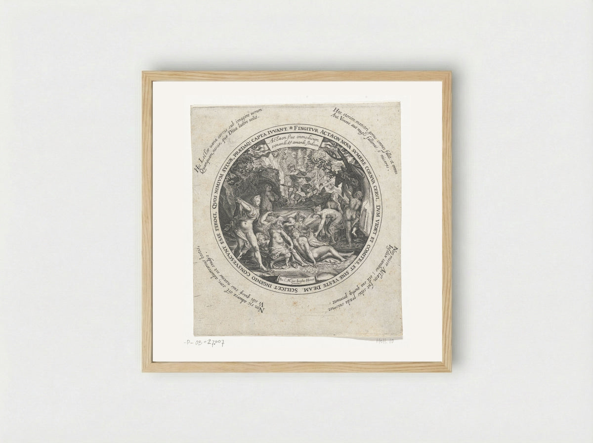 Diana and Actaeon - Johann Theodor de Bry - Framed Print Wood