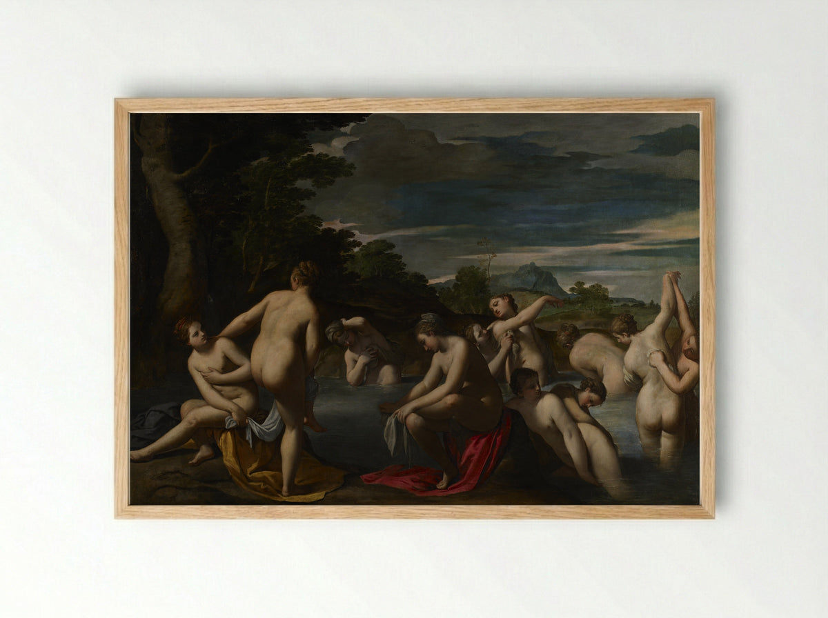 Diana and Actaeon - Ippolito Scarsella - Framed Print Wood