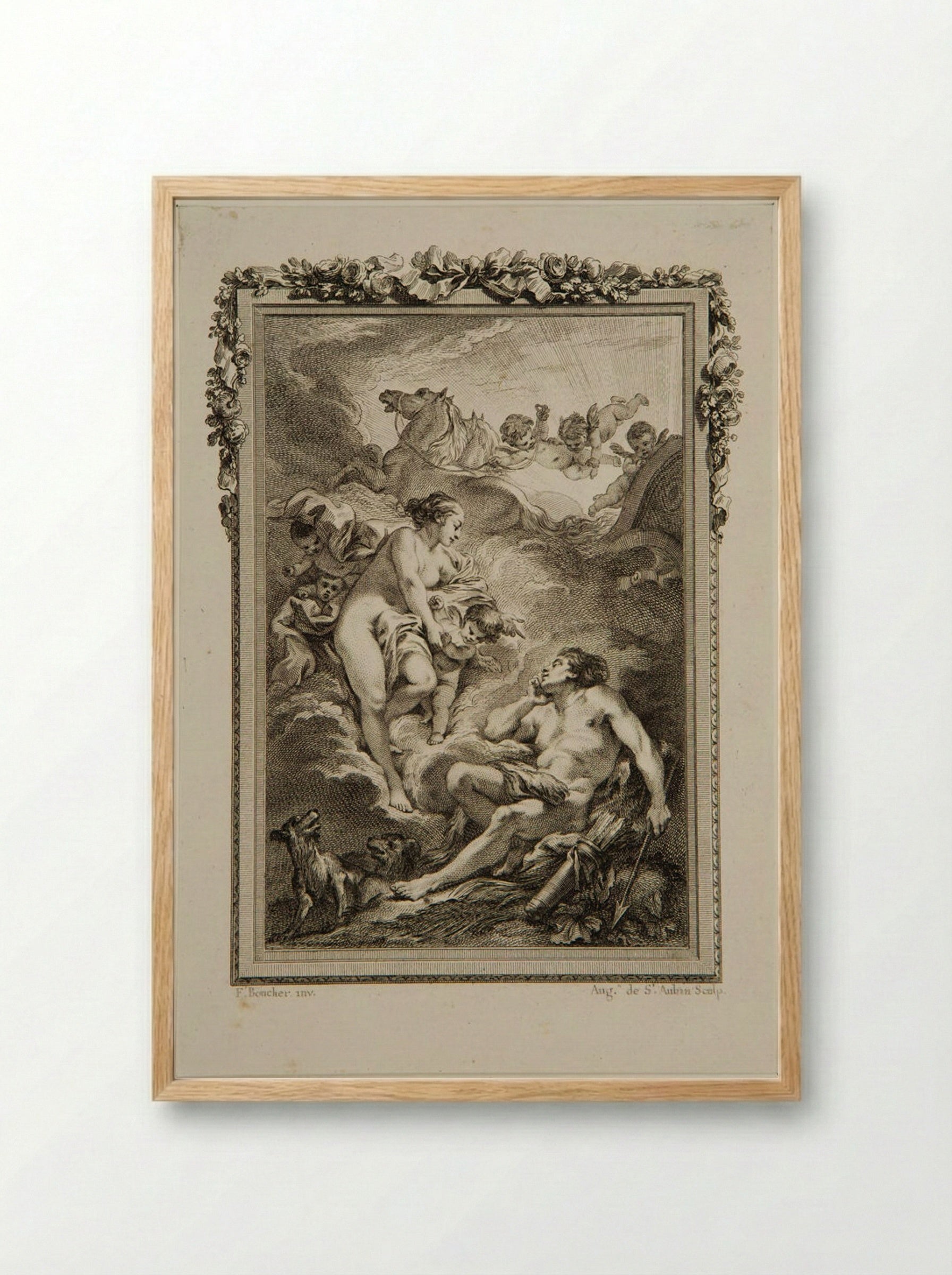 Diana and Endymion - Augustin de Saint-Aubin - Framed Print Wood