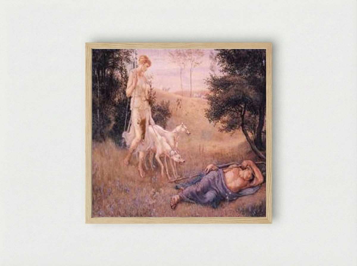 Diana and Endymion - Walter Crane - Framed Print Wood