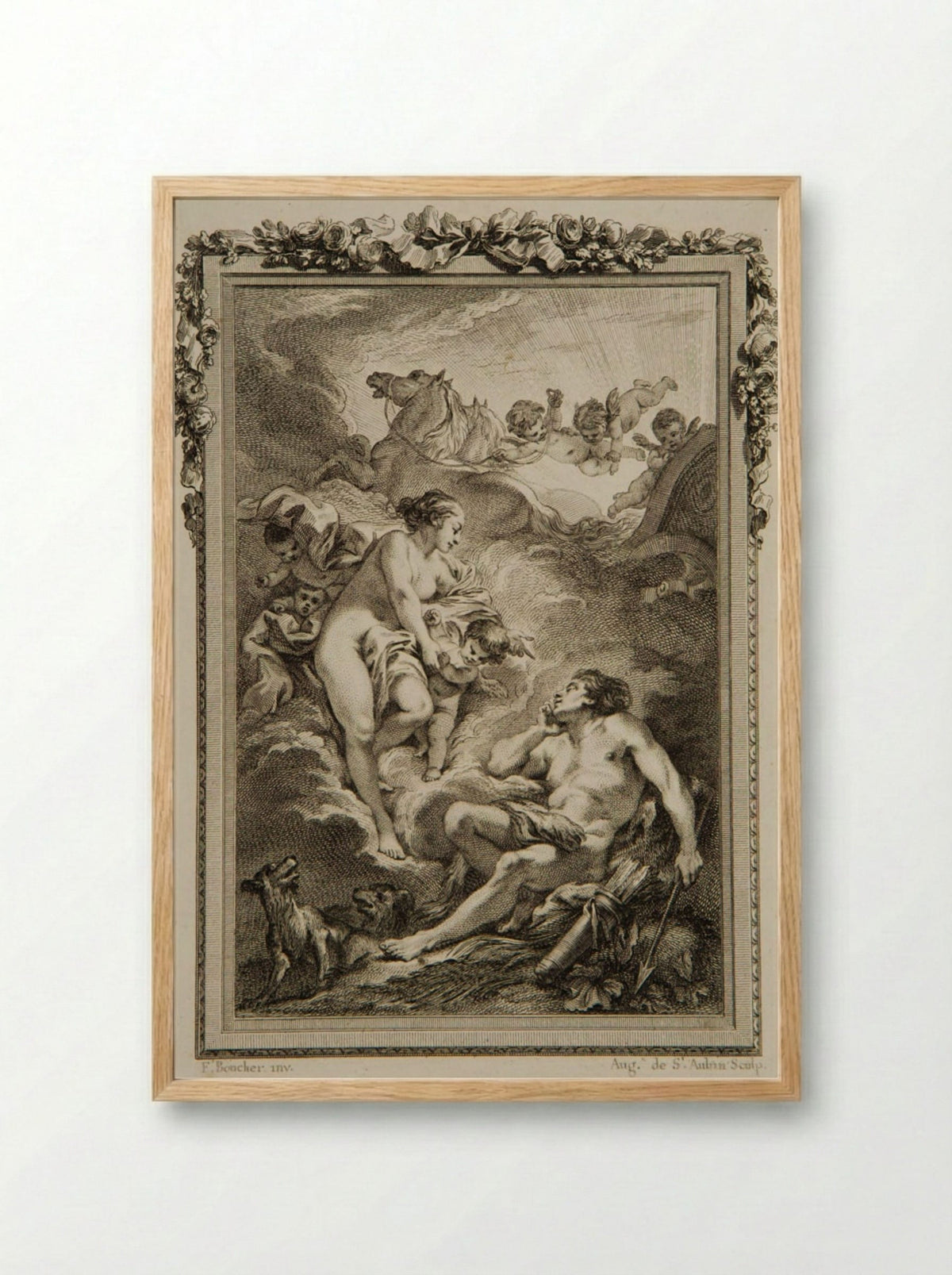 Diana and Endymion - Augustin de Saint-Aubin - Framed Print Wood