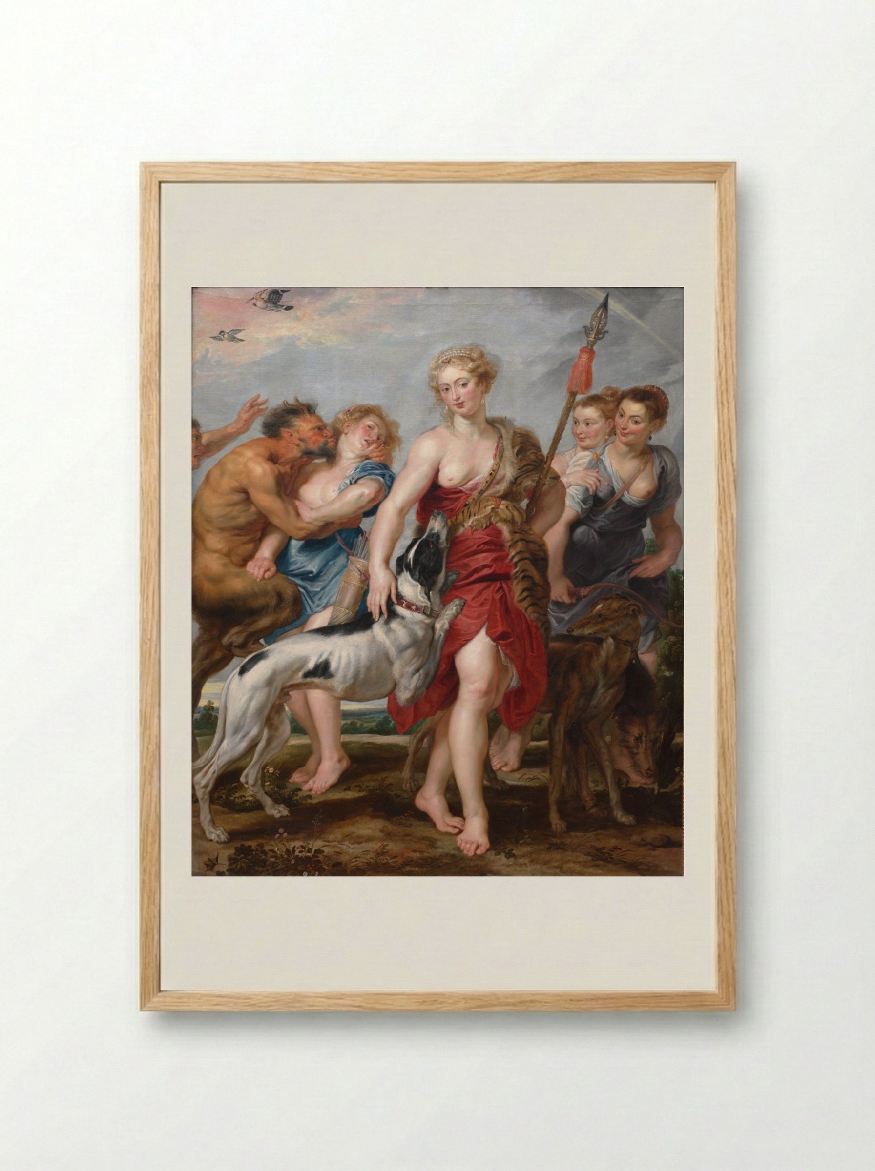 Diana and Her Nymphs Departing for the Hunt - Peter Paul Rubens - Framed Print Wood