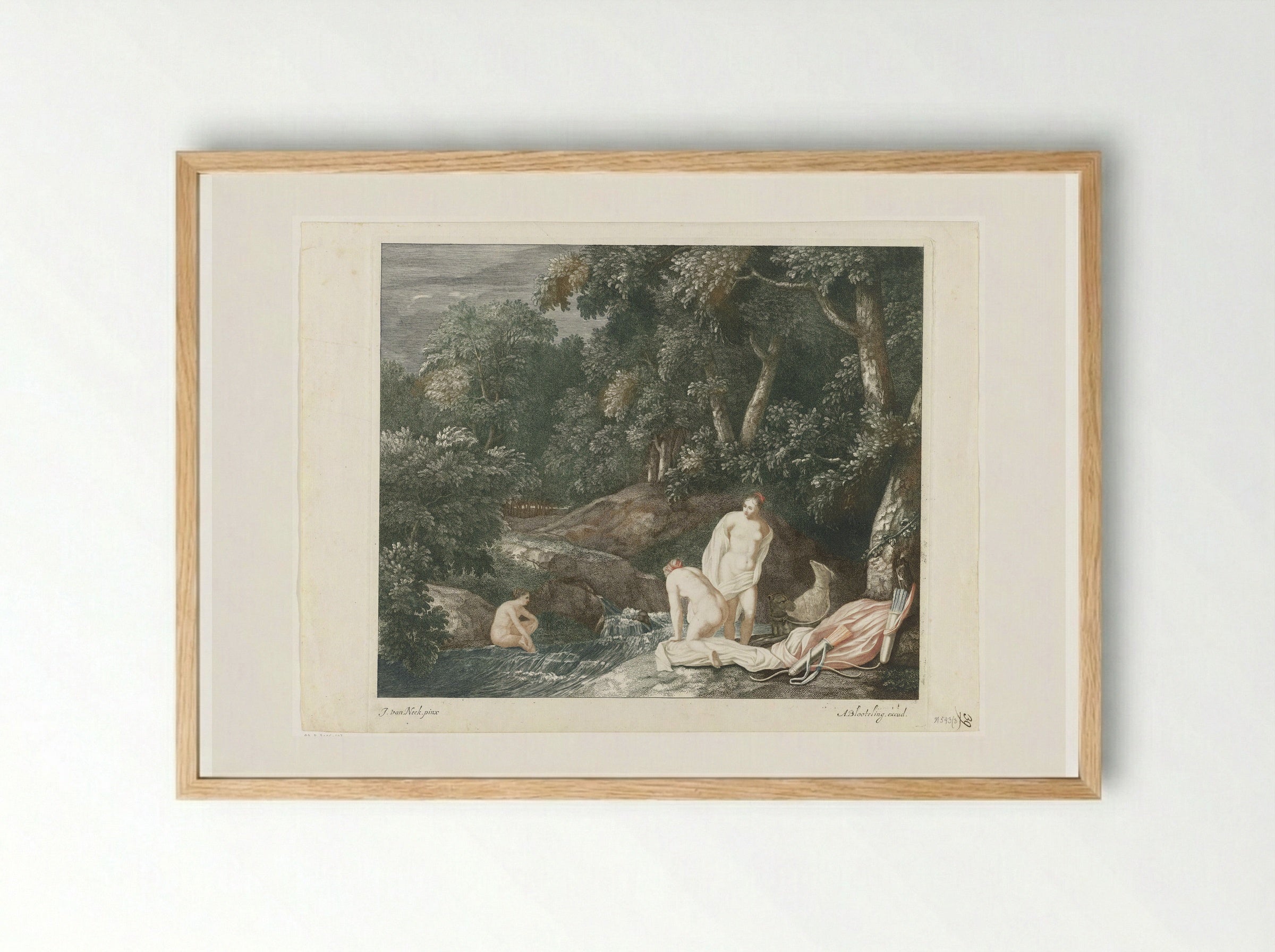 Diana and her Nymphs Bathing in a River - Abraham Bloteling - Framed Print Wood